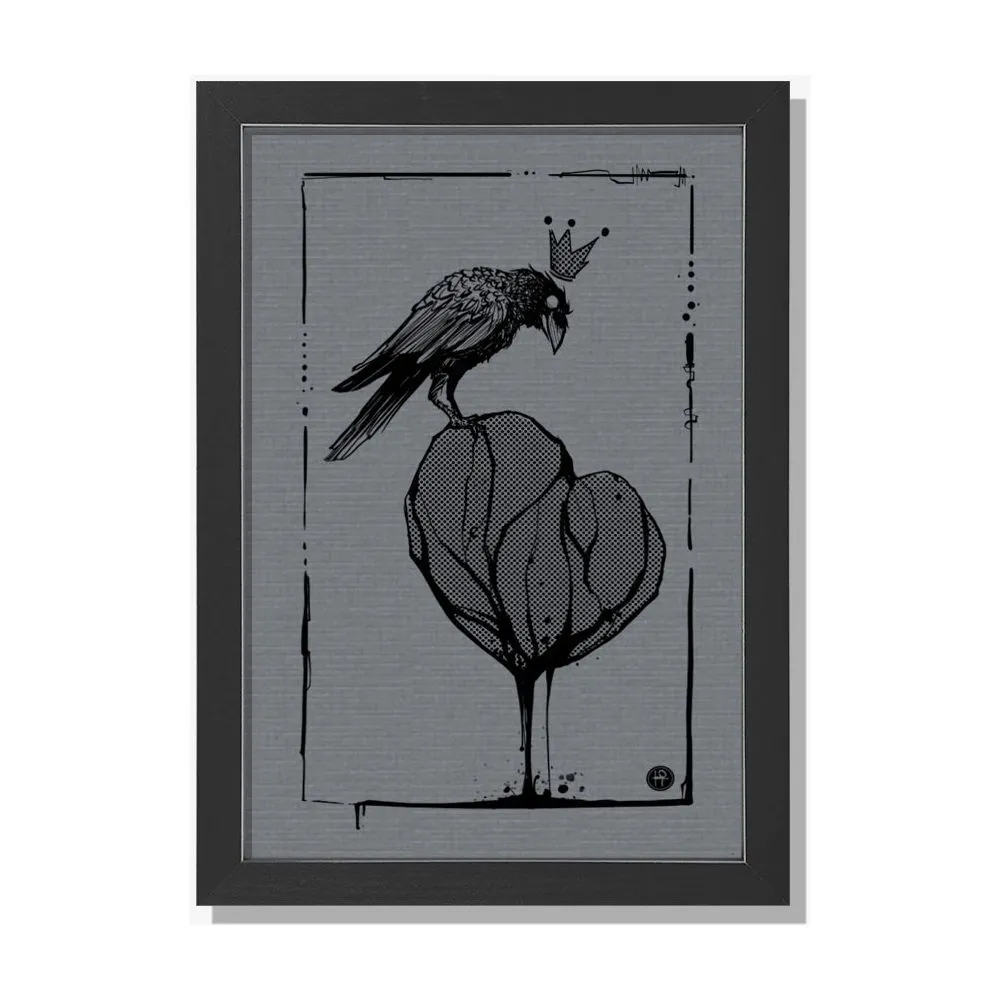 Crow with Heart Framed Print Wall Art