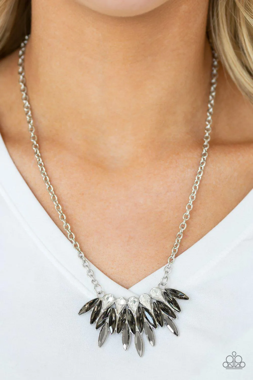 Crown Couture Silver and Hematite Necklace - Paparazzi Accessories