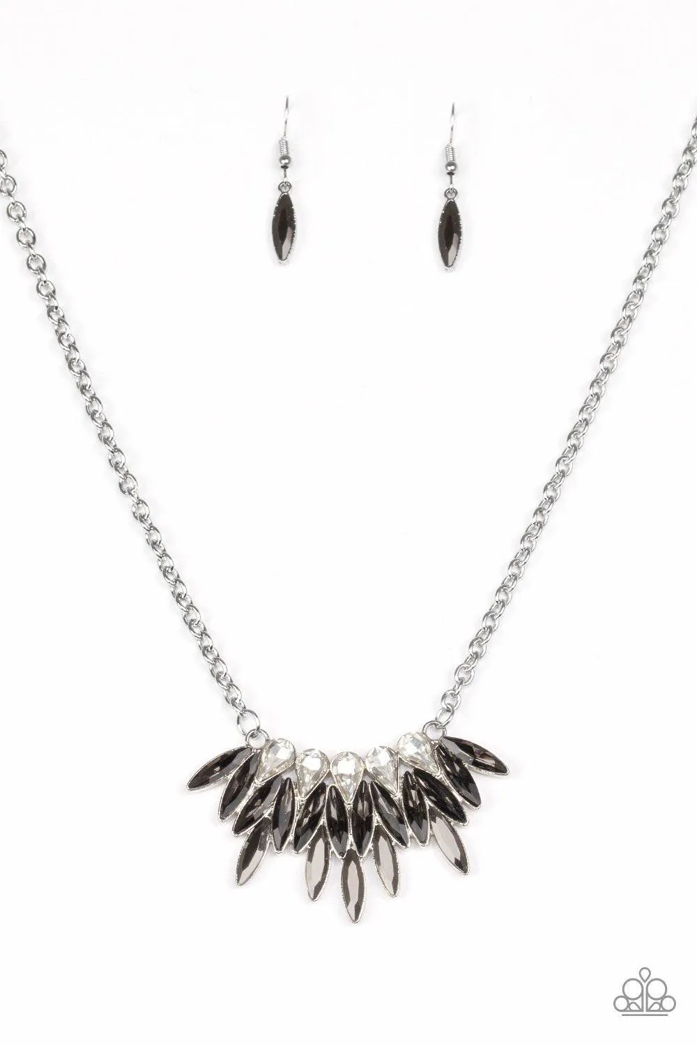 Crown Couture Silver and Hematite Necklace - Paparazzi Accessories