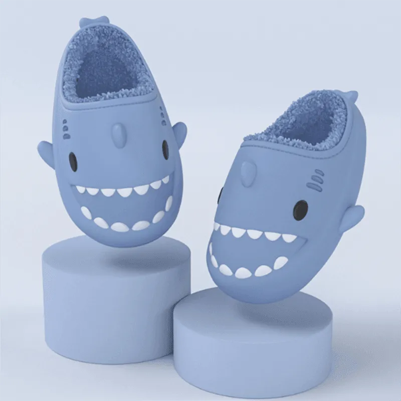 Cute Waterproof Warm Kids Shark Home Slippers