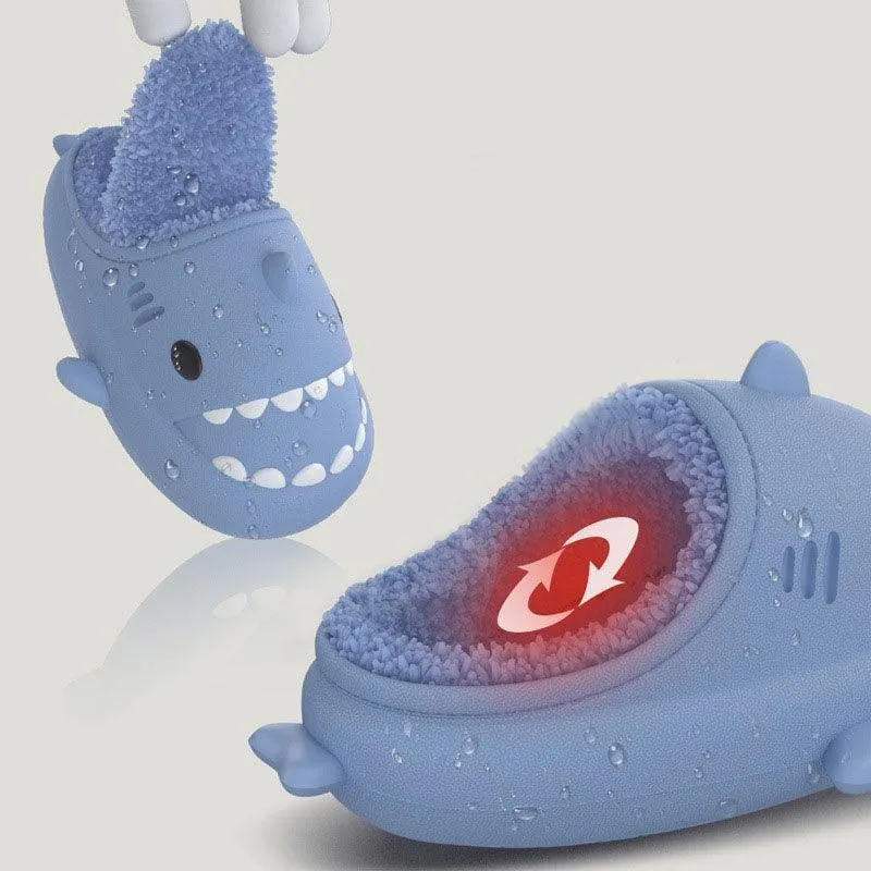 Cute Waterproof Warm Kids Shark Home Slippers