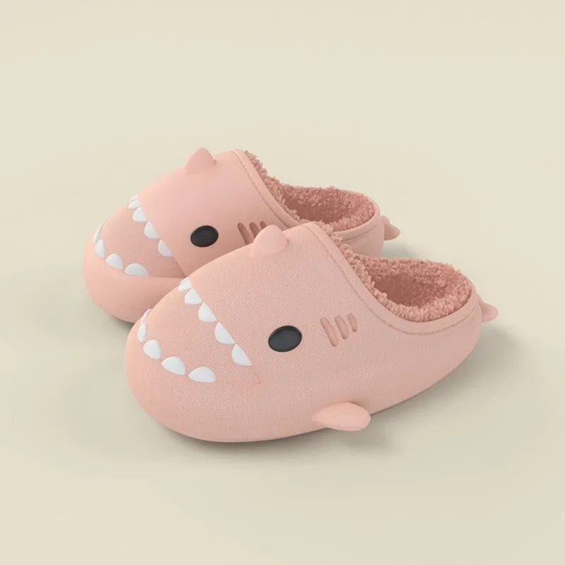 Cute Waterproof Warm Kids Shark Home Slippers