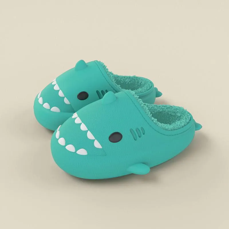 Cute Waterproof Warm Kids Shark Home Slippers