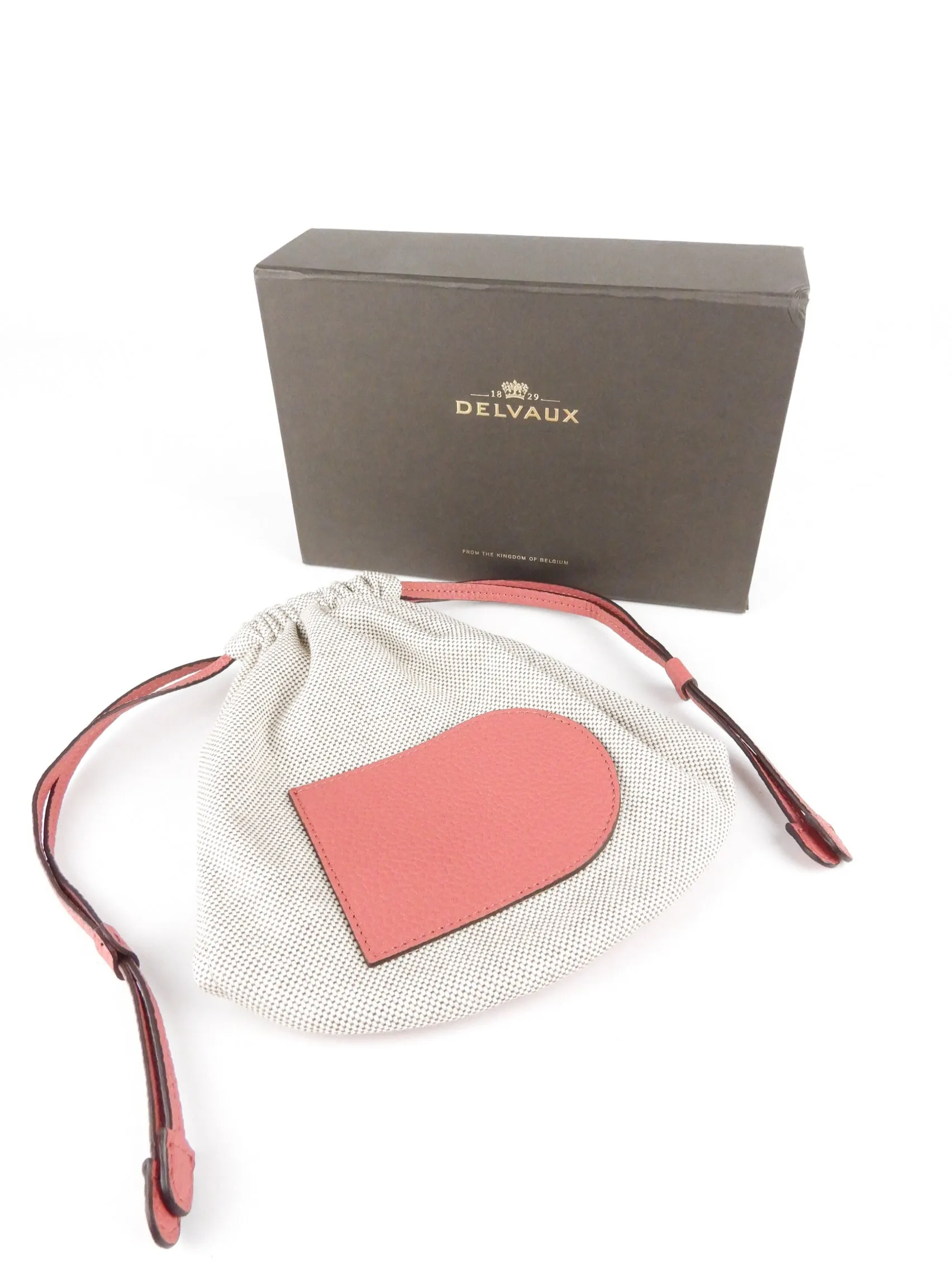 Delvaux Pink Leather and Canvas Cosmetic Pouch