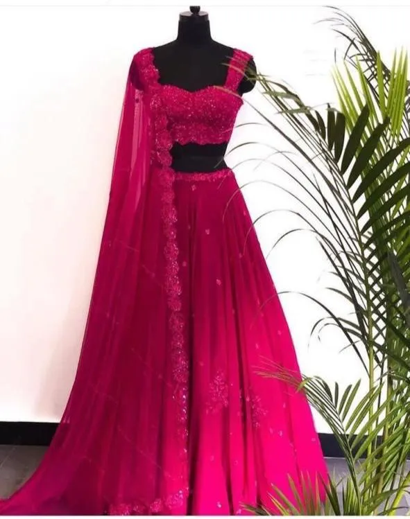 DESIGNER RANI PINK LEHENGA WITH EMBROIDERY