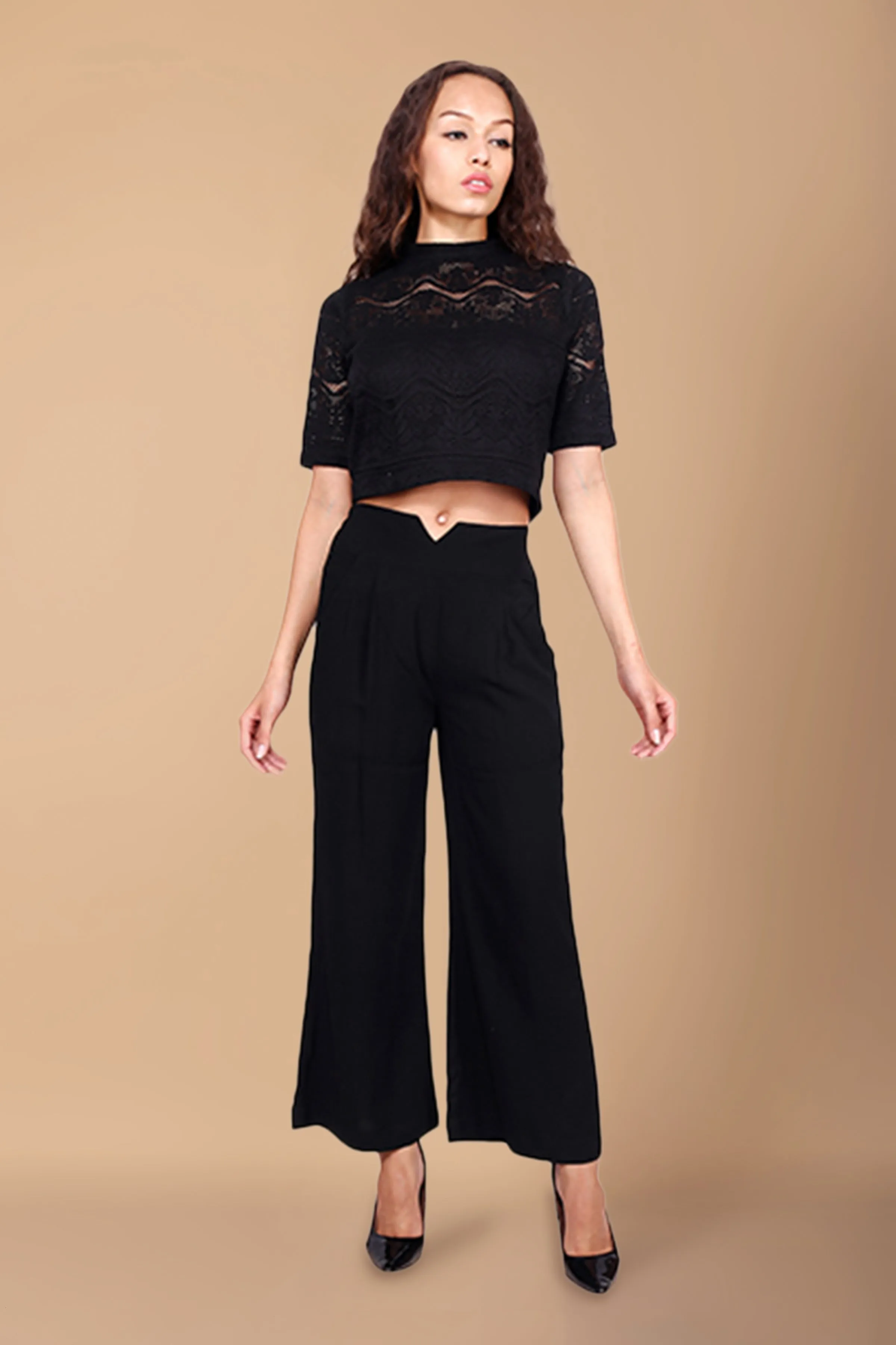 Detailed Waistline Palazzo