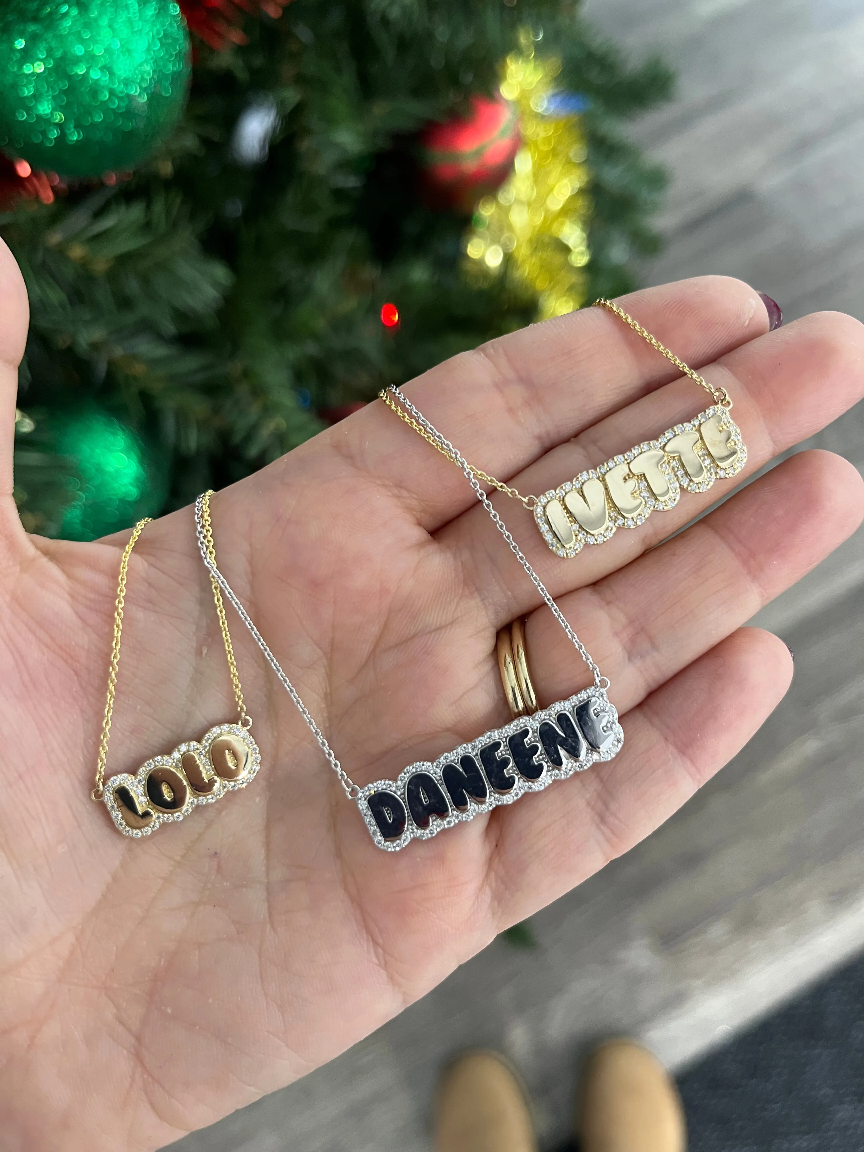 Diamond Bubble Letter Necklace