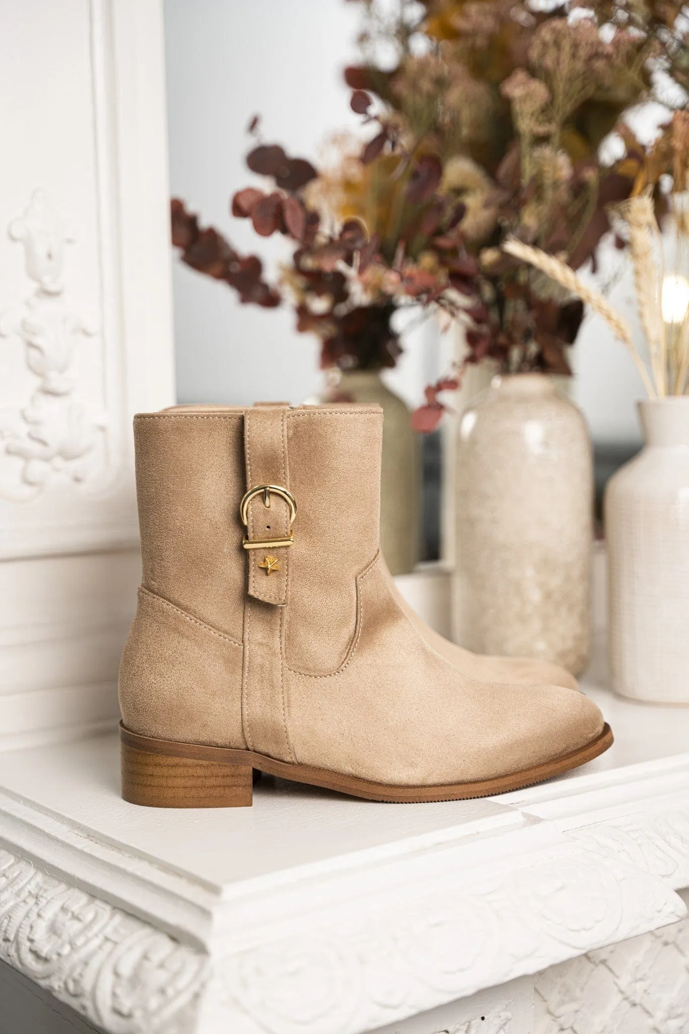 Dijeaux Vegan Suede Ankle Boots | Sand