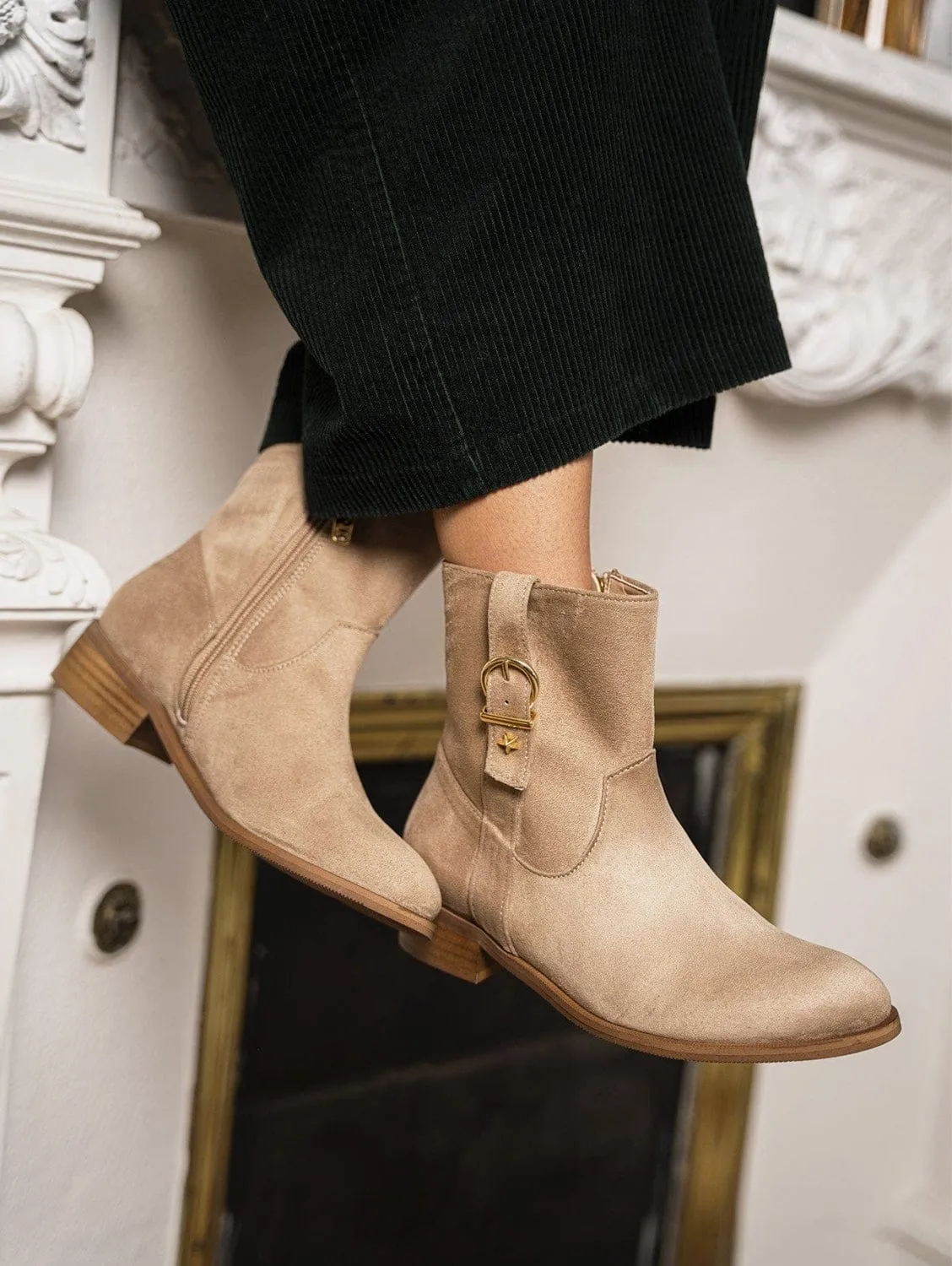 Dijeaux Vegan Suede Ankle Boots | Sand