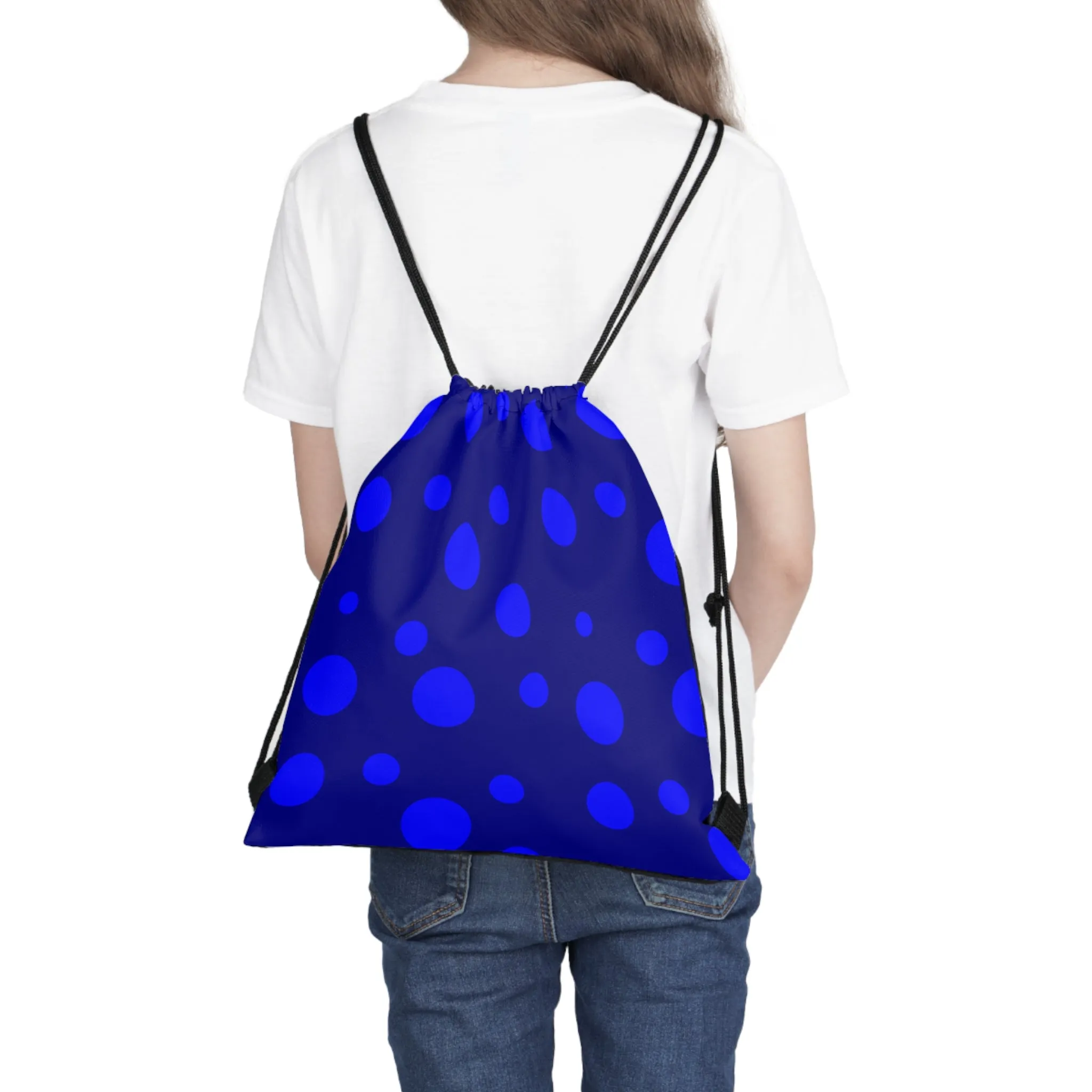 Drawstring Bag - Blue Polka Dot