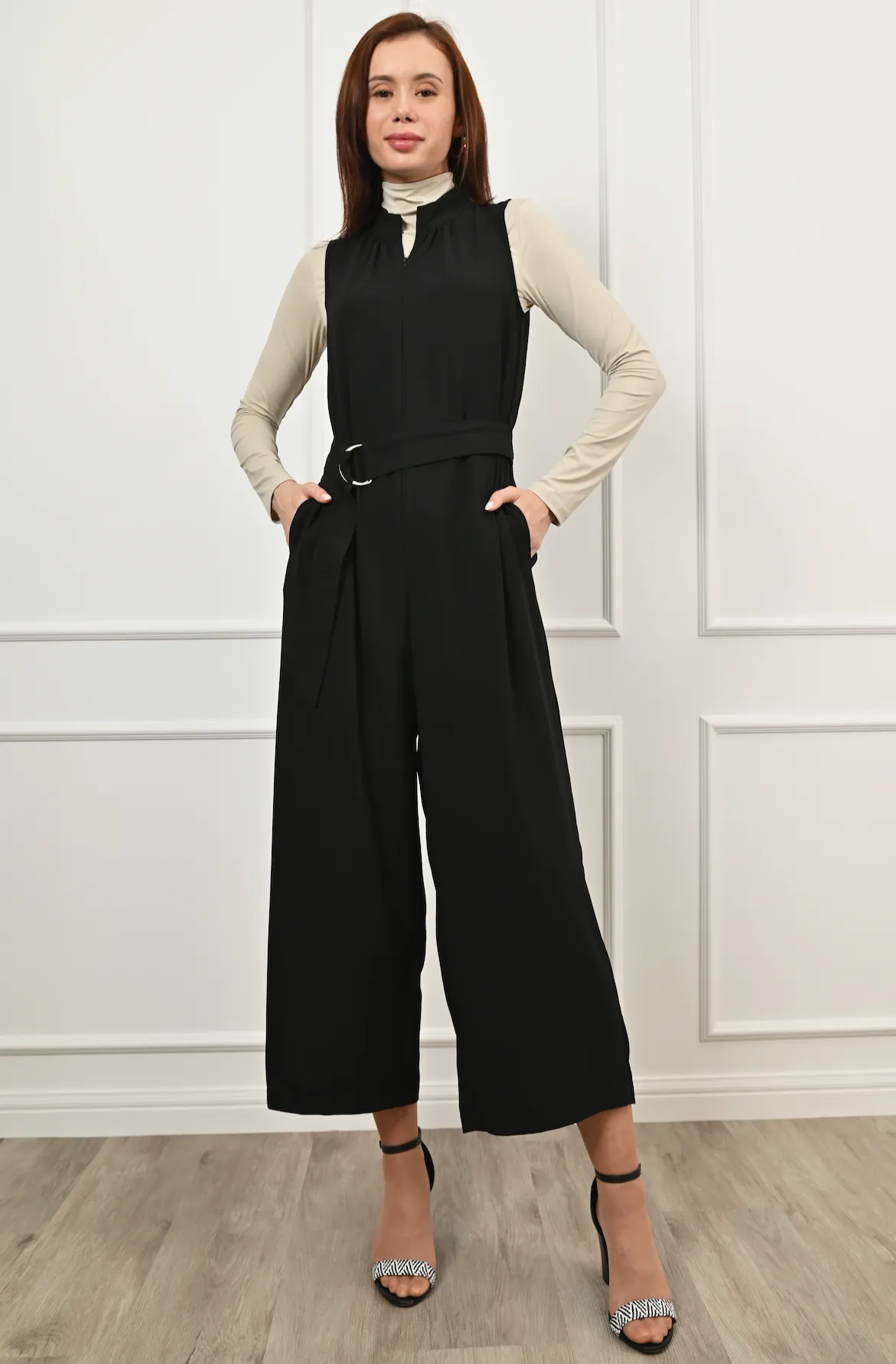 Ella High-Neck Belted Jumpsuit