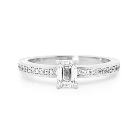 Emerald Cut Diamond band engagement ring