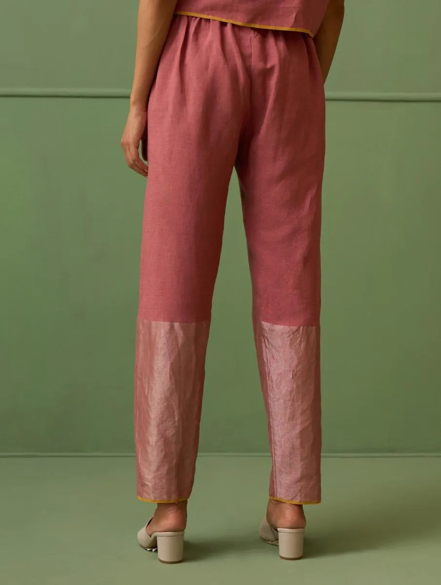 Faiza Metallic Linen Pant - Terra