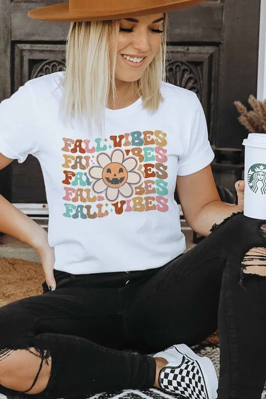 FALL VIBES FLOWER GRAPHIC TEE PLUS SIZE