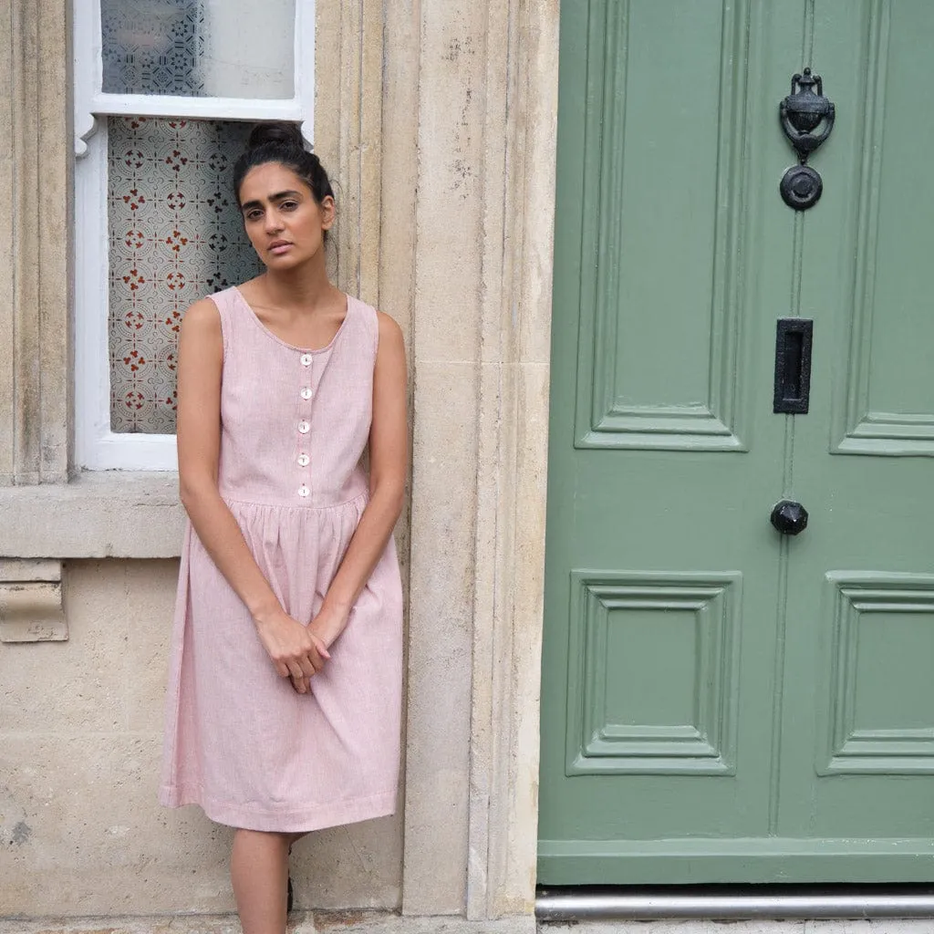 Faye Cotton Striped Day Dress | Rust