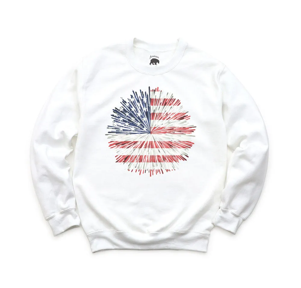 Fireworks American Flag Adult Sweatshirts