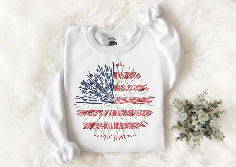 Fireworks American Flag Adult Sweatshirts