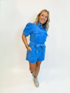 Get Tired of Thinking Washed Denim Romper