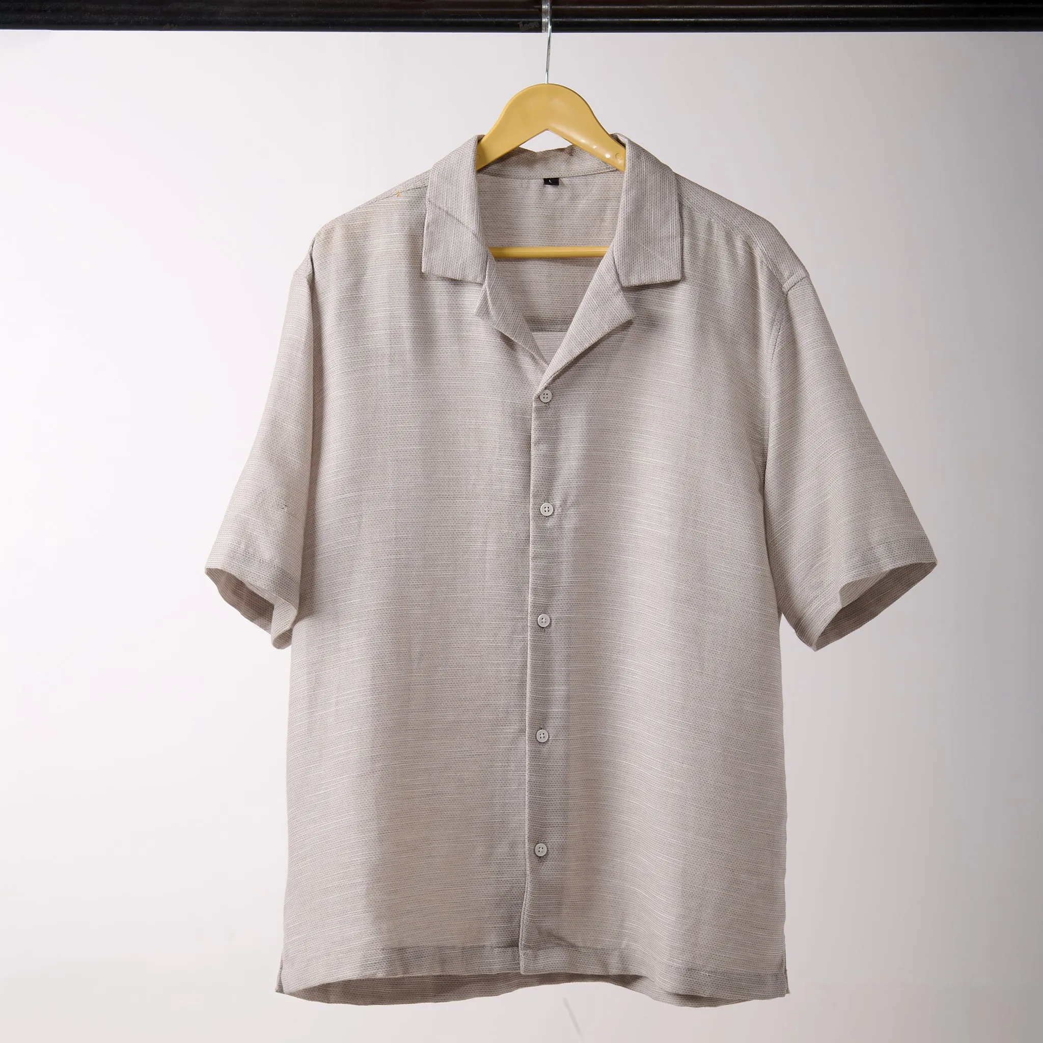 Grey Textured Resort Shirt For Men