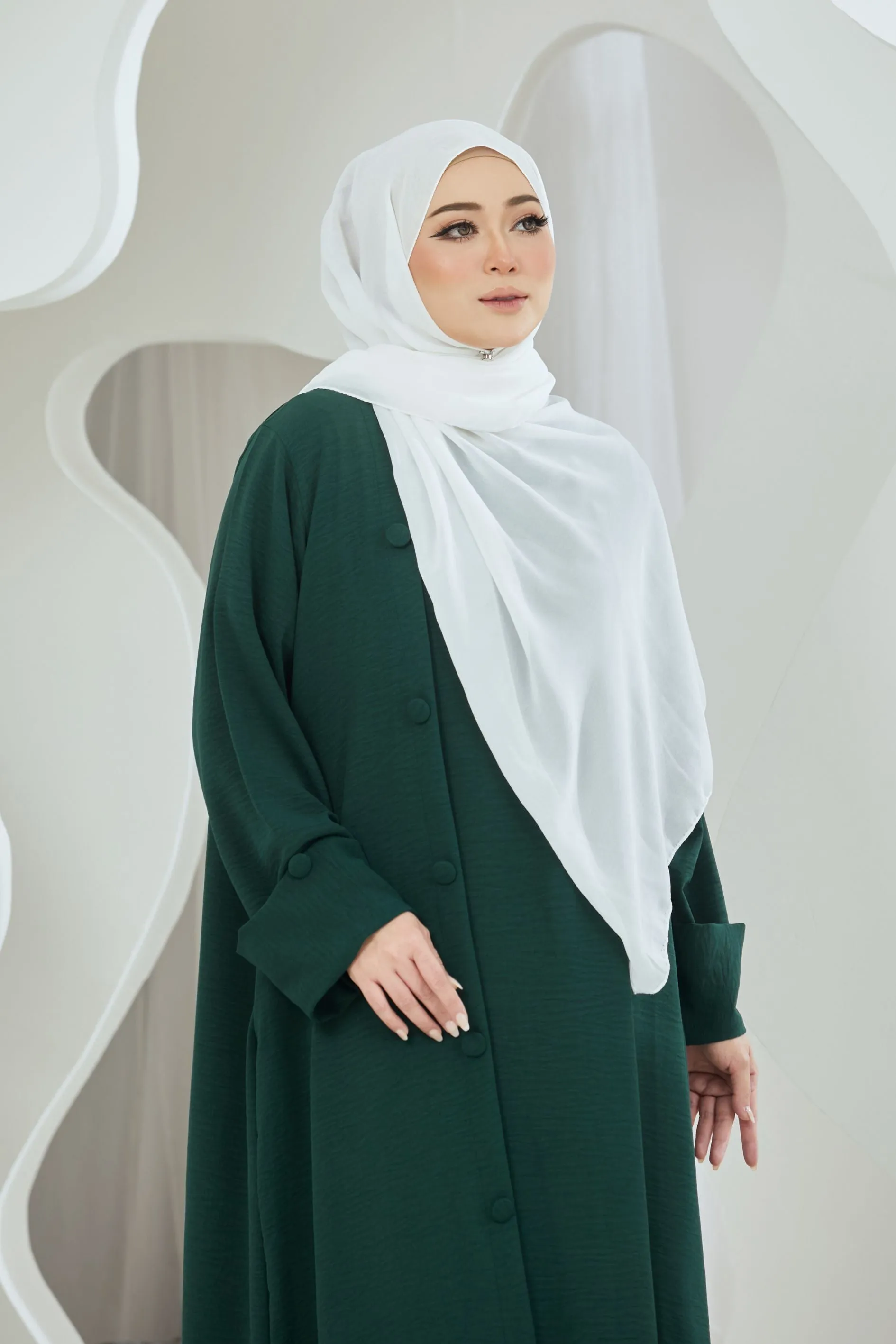 Hani Two-piece Abaya in Dark Green