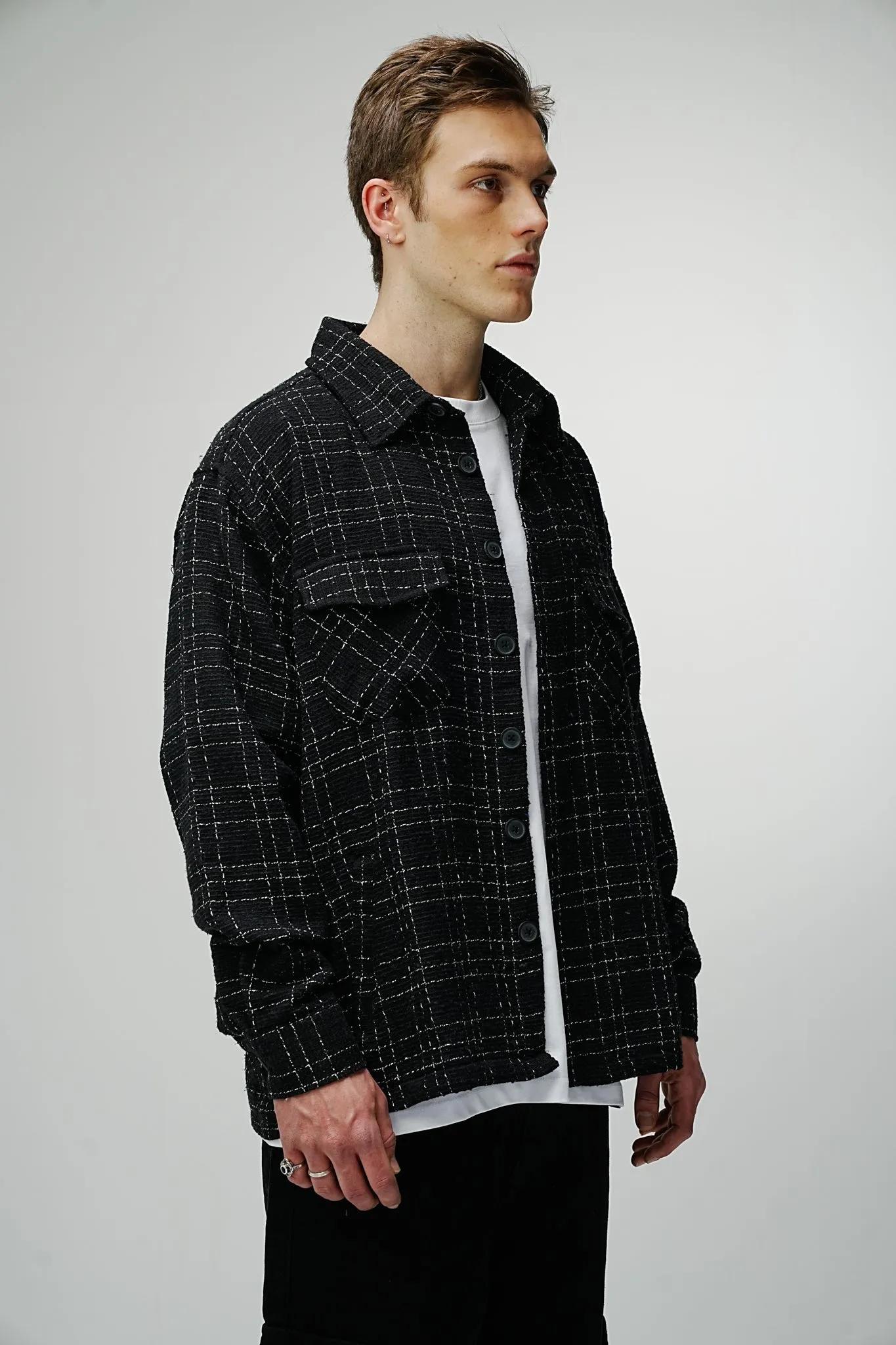 Heavy Flannel Oversized Shirt Midnight Black