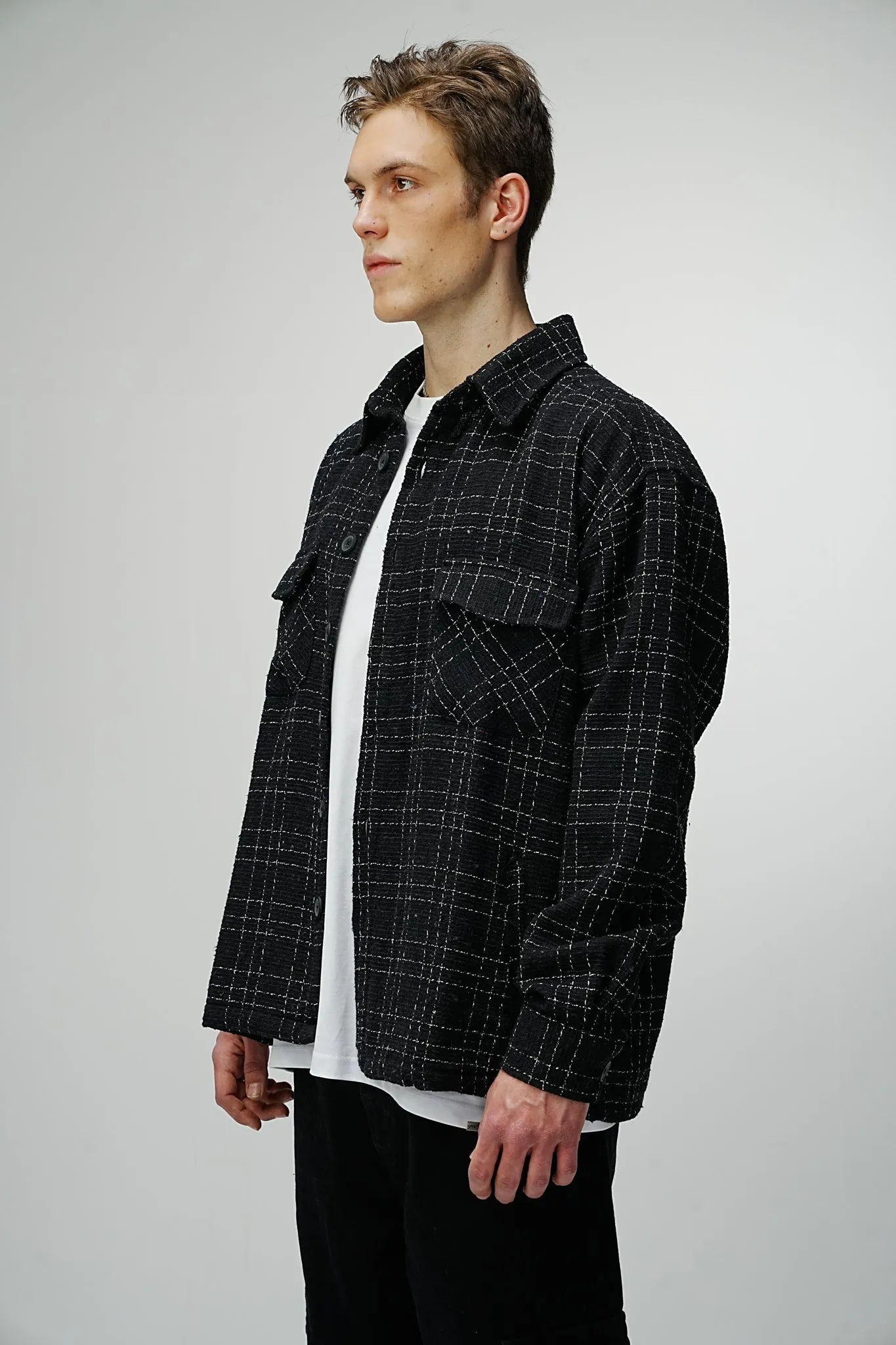 Heavy Flannel Oversized Shirt Midnight Black