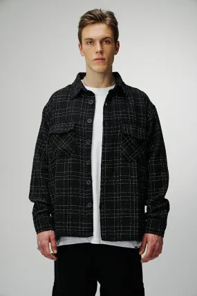 Heavy Flannel Oversized Shirt Midnight Black