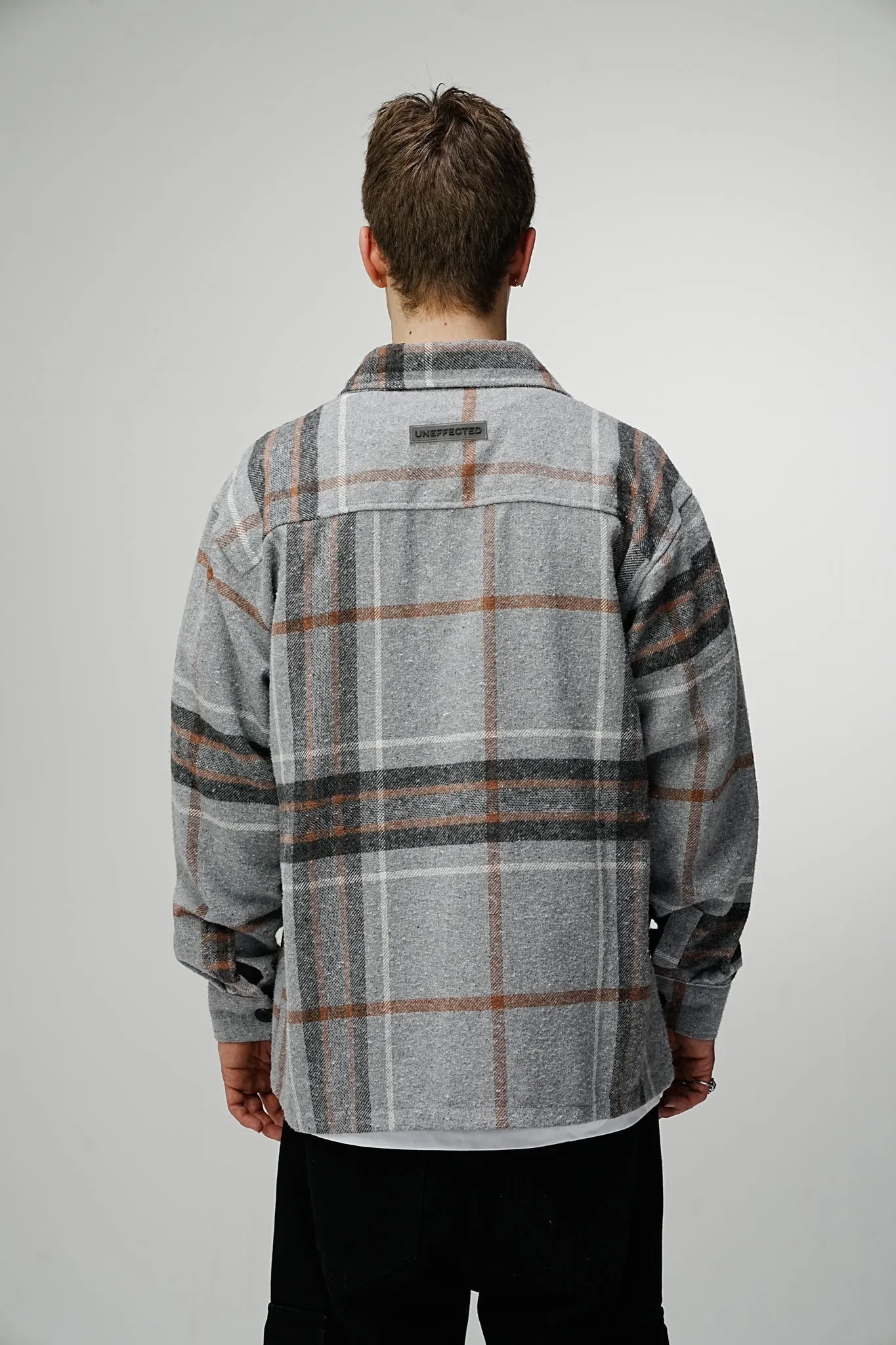 Heavy Oversized Flannel Shirt Grey Parrot