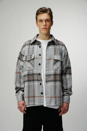 Heavy Oversized Flannel Shirt Grey Parrot