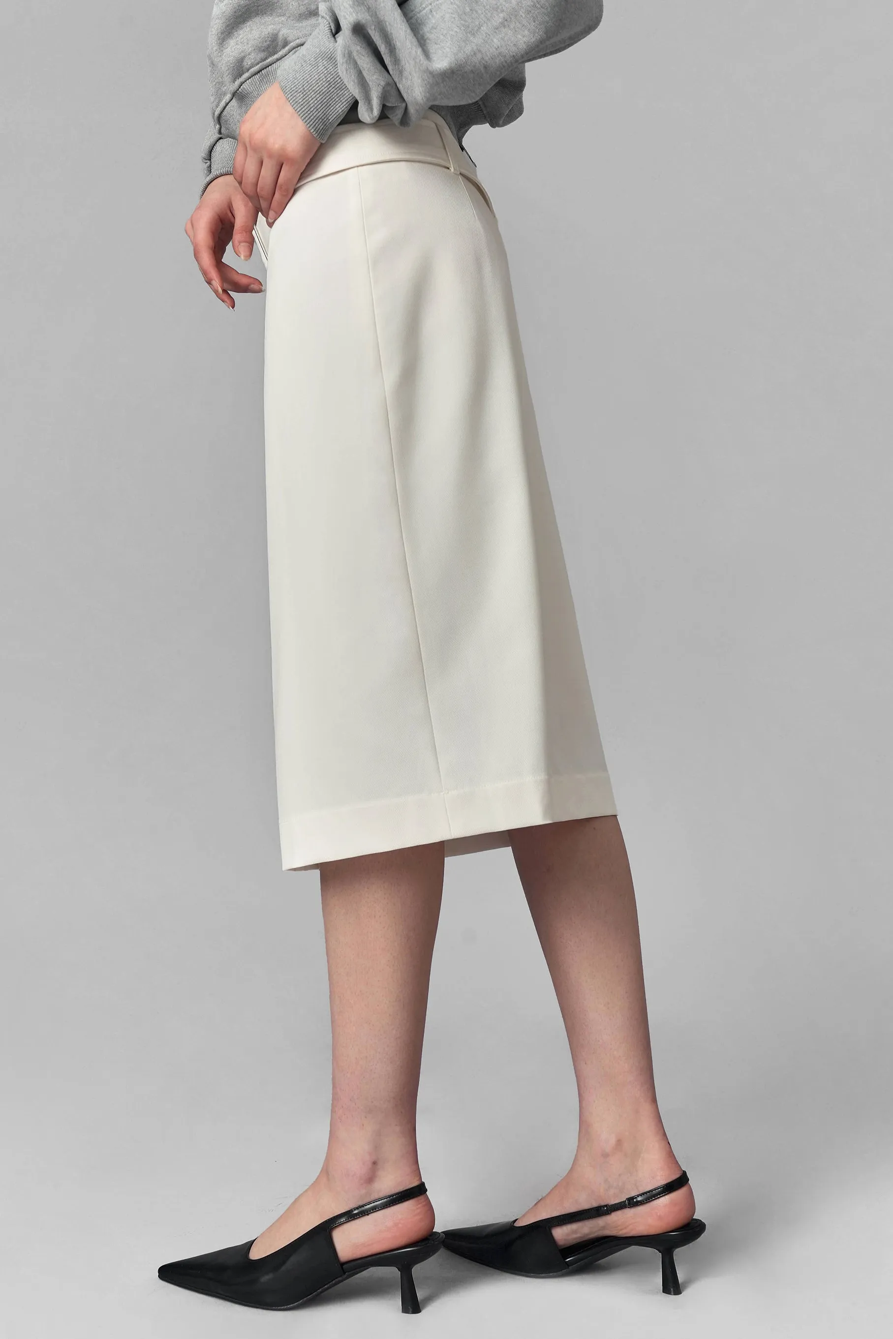 Hike Belted Midi Skirt, White