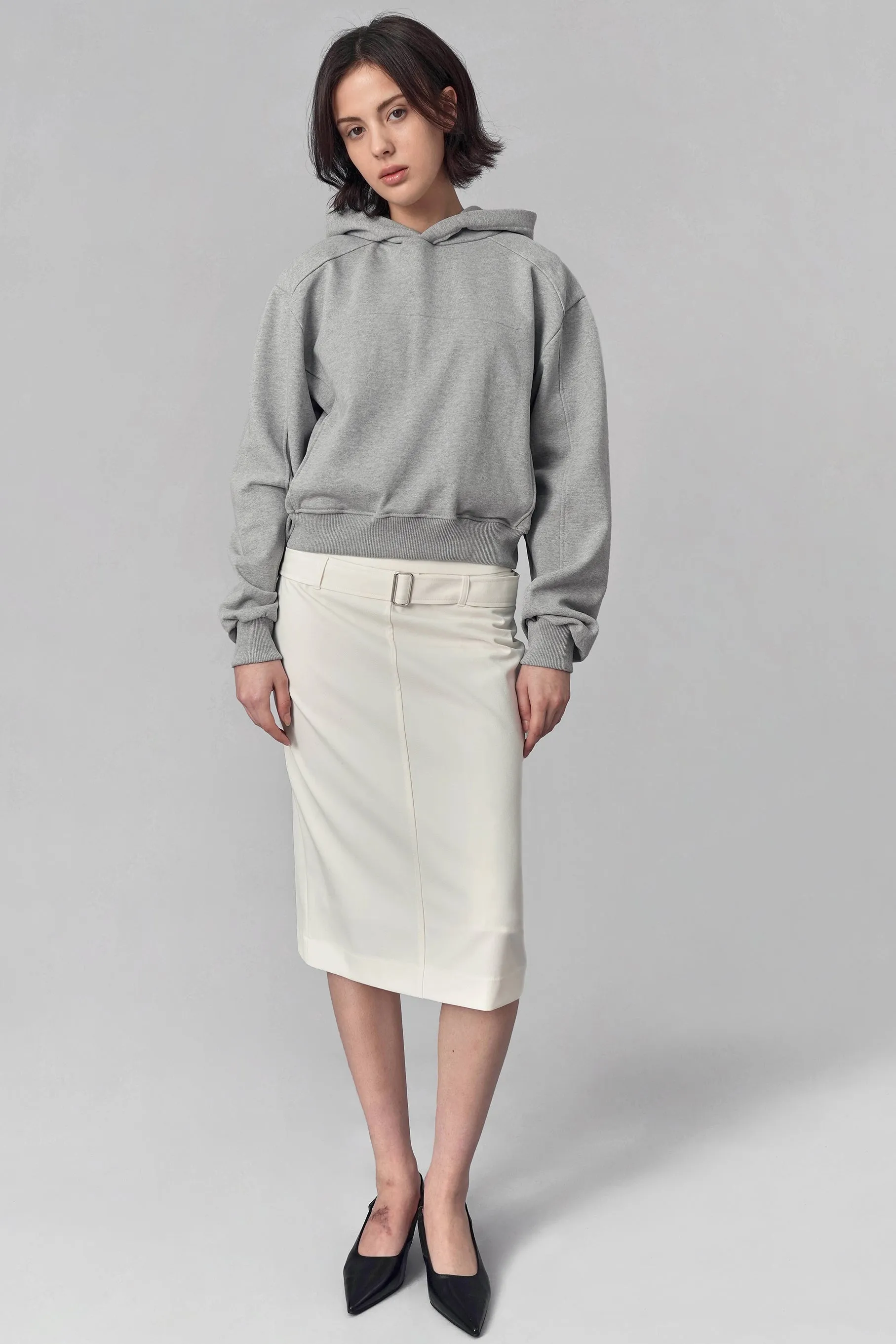 Hike Belted Midi Skirt, White