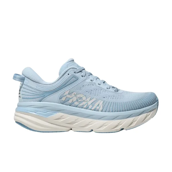 HOKA Women's Bondi 7 (Wide Width) White/Blue