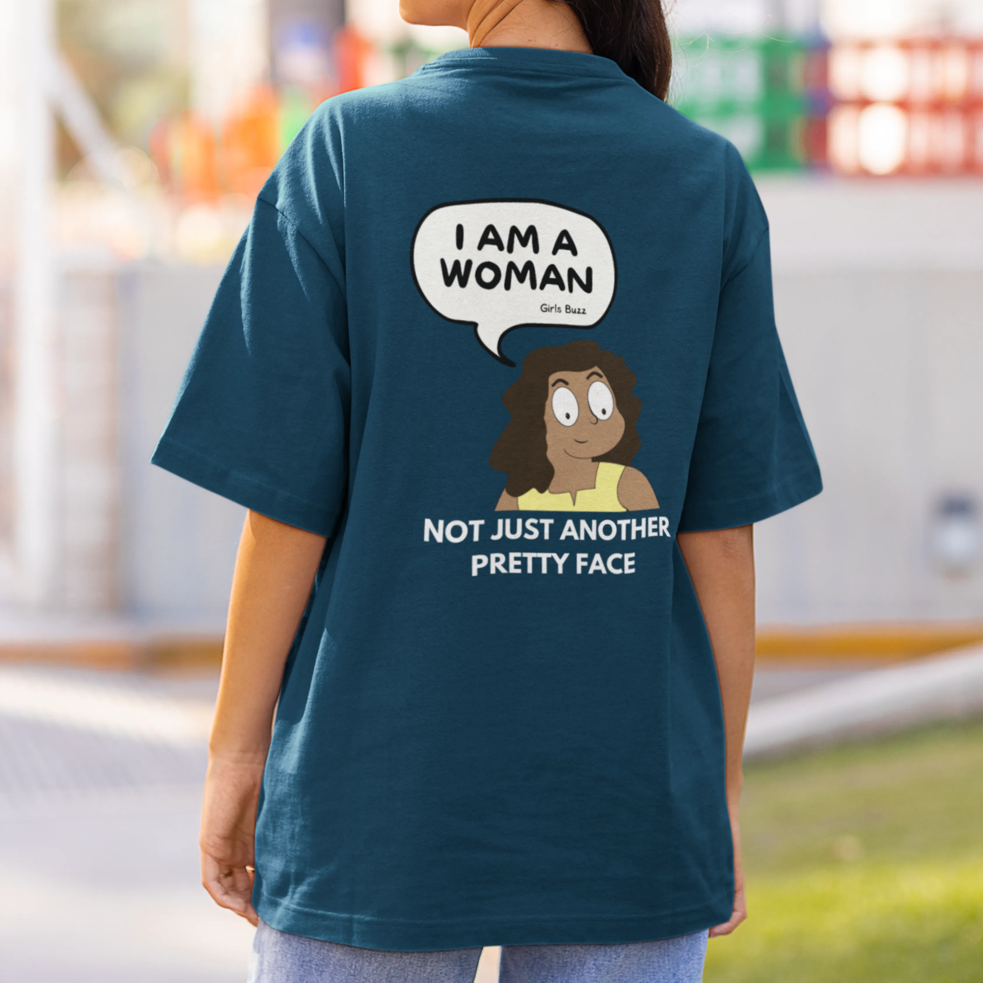 I Am A Woman Back Printed Oversized Tee