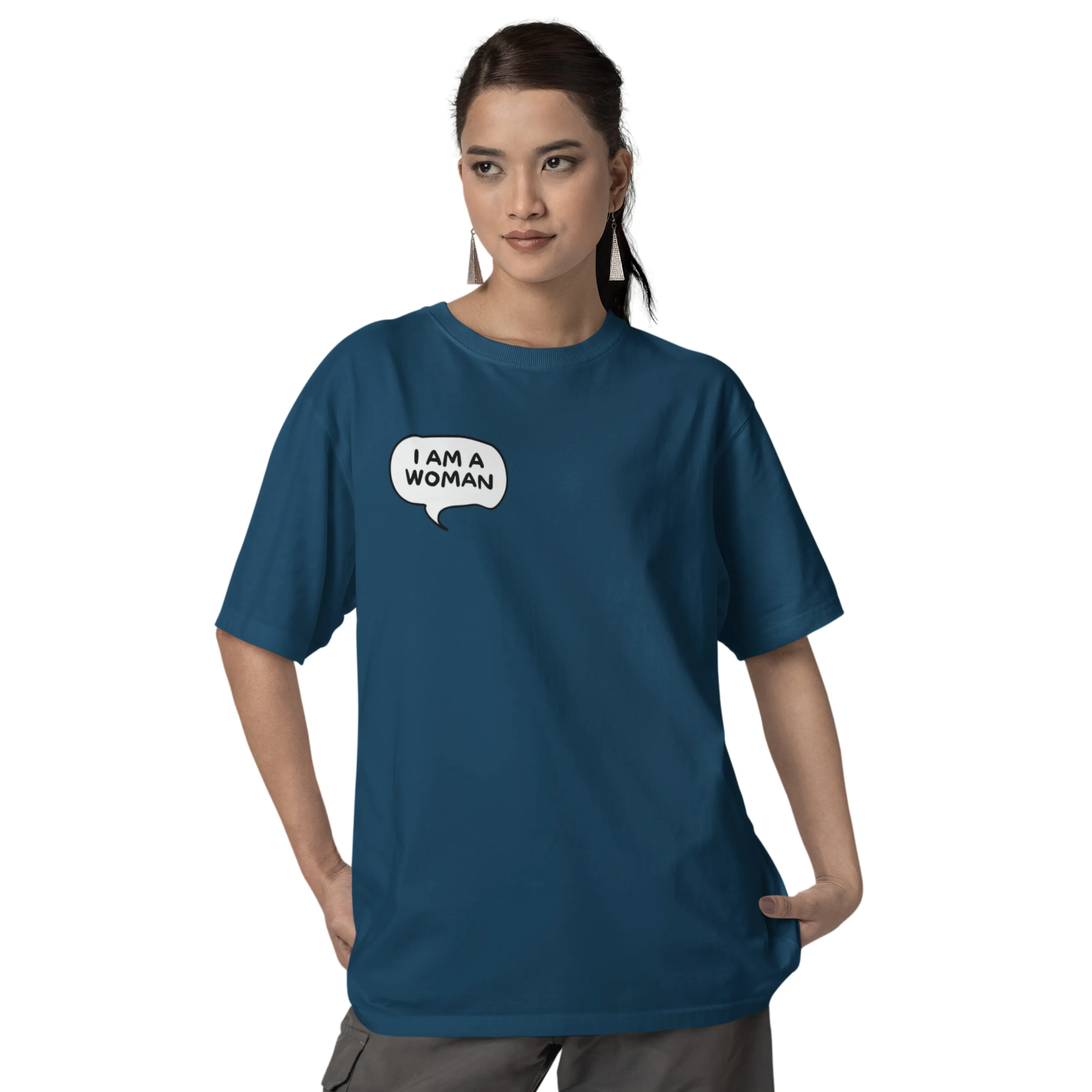 I Am A Woman Back Printed Oversized Tee