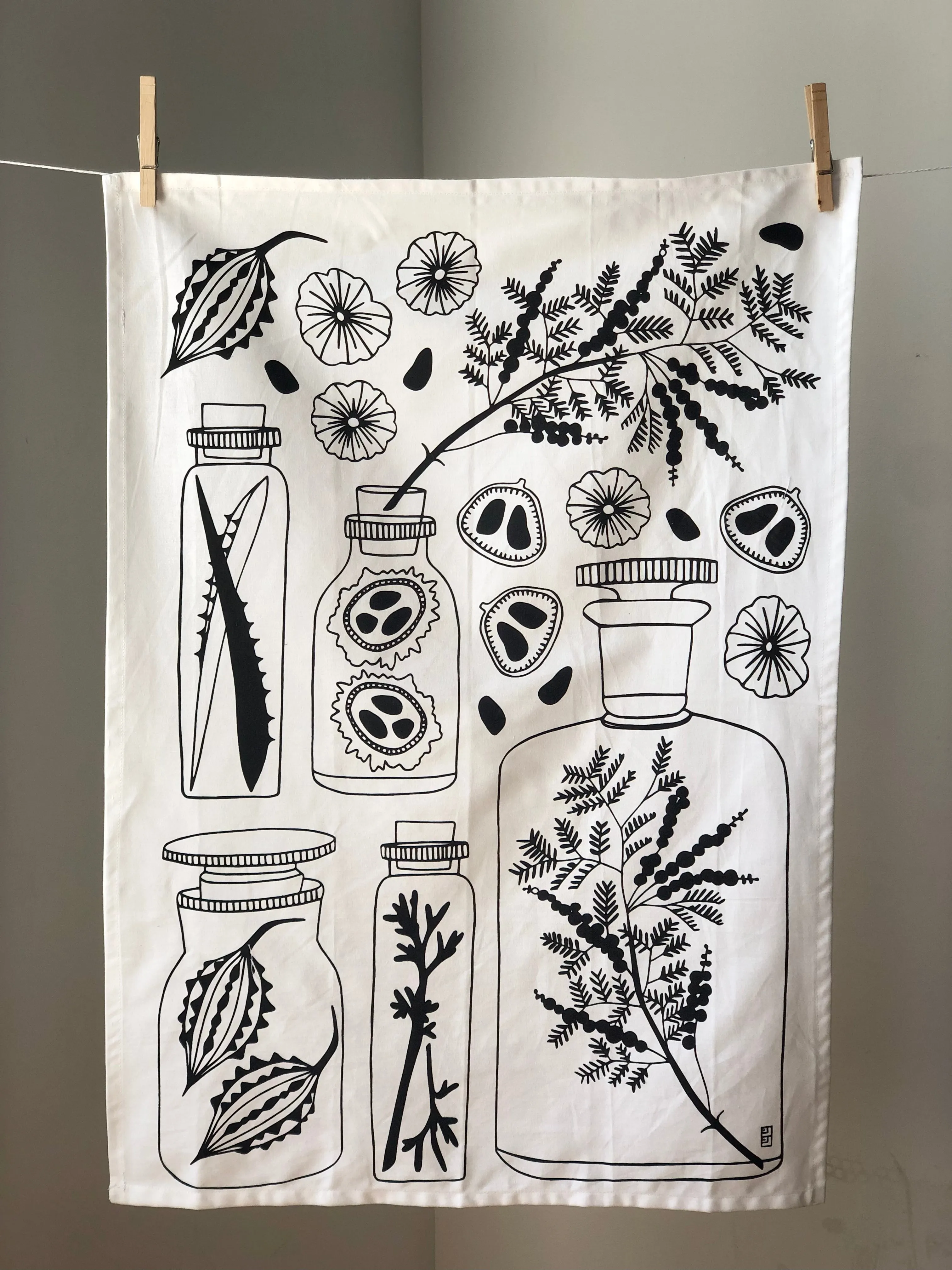 Ida-Line Botanical Tea Towel by Lulu Kitololo