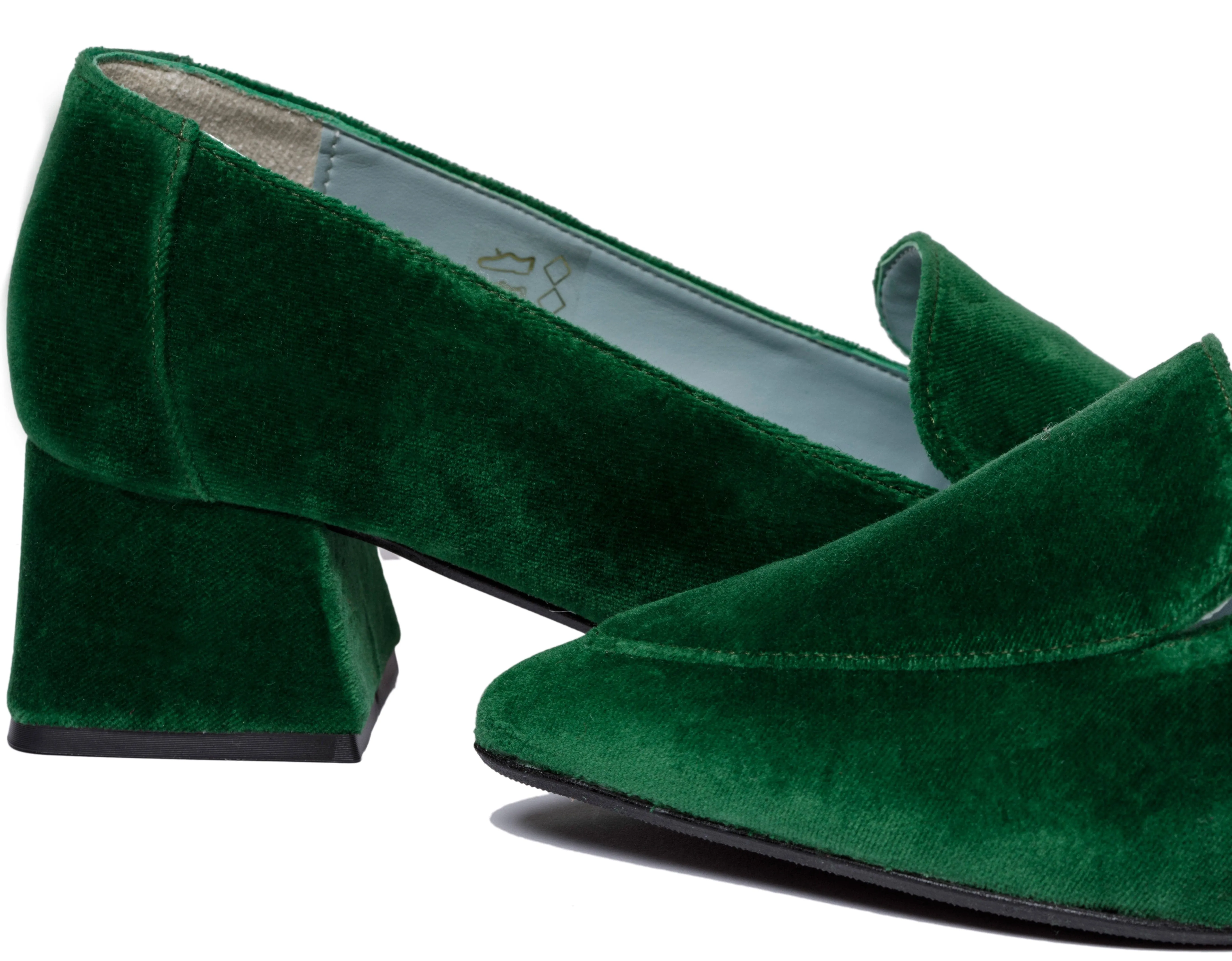 Iris Vegan Velvet Moccasin Loafers | Green