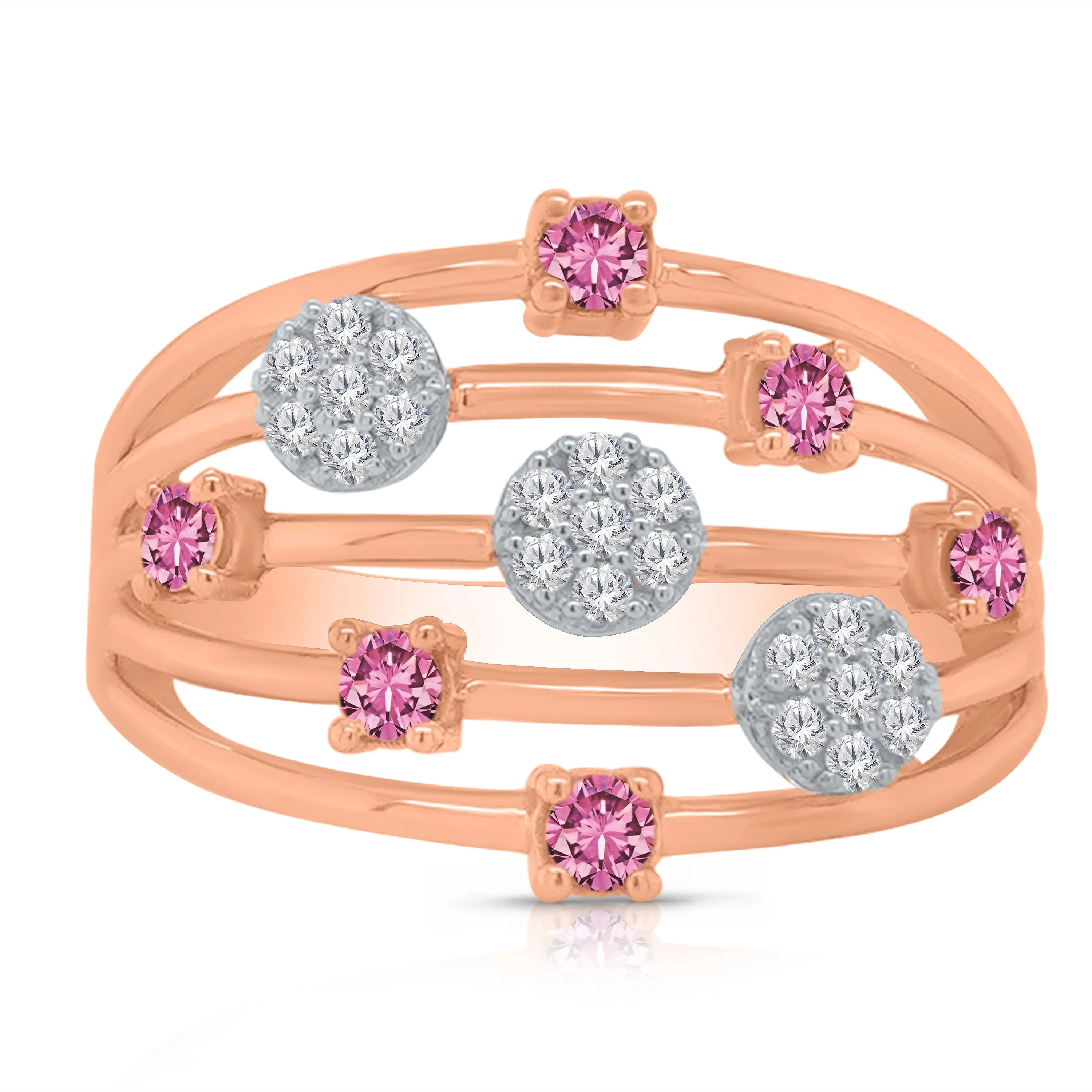 Kallati Heirloom Pink Sapphire & White Diamond Ring in 14K Two-Tone Gold