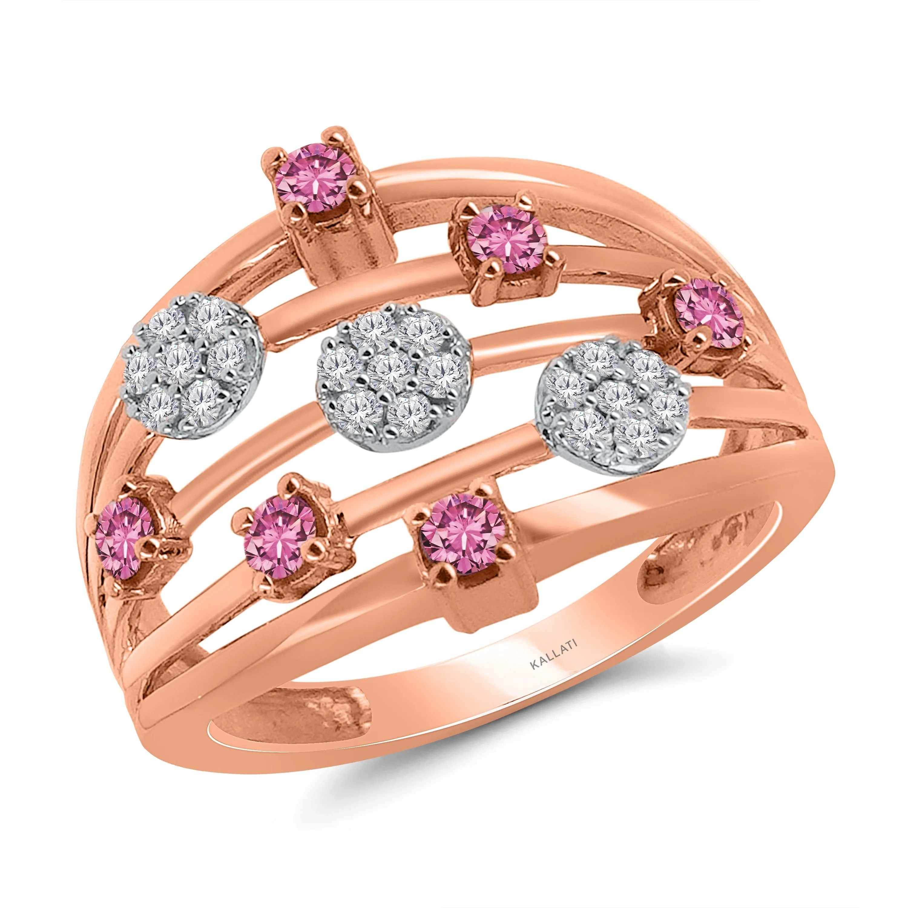 Kallati Heirloom Pink Sapphire & White Diamond Ring in 14K Two-Tone Gold