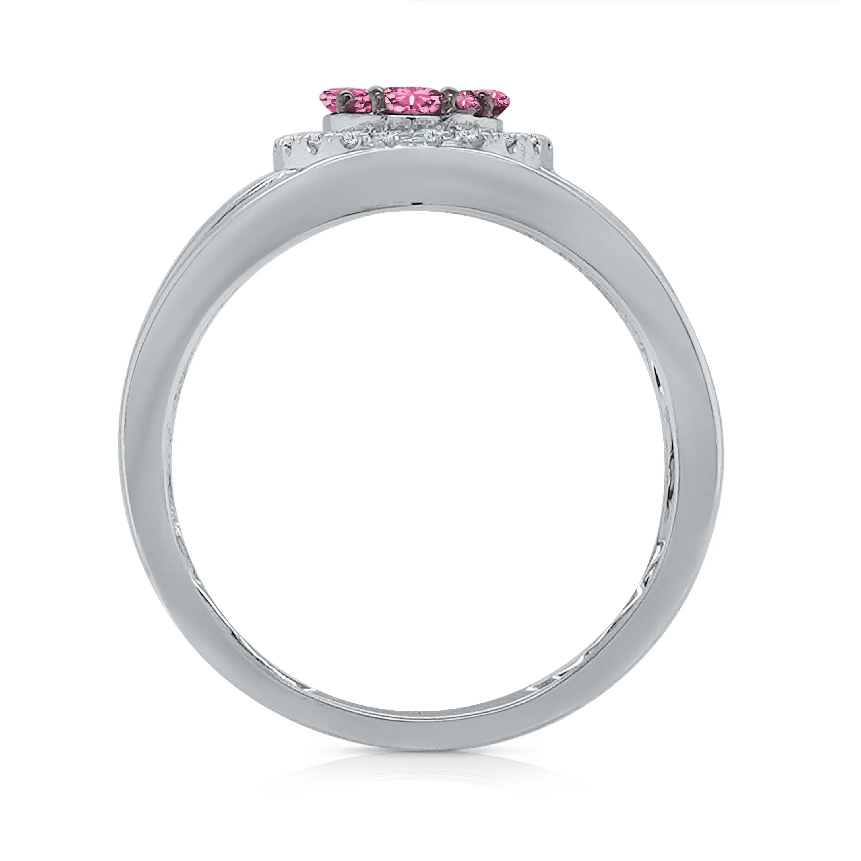 Kallati Heirloom Pink Sapphire & White Diamond Ring in 14K White Gold