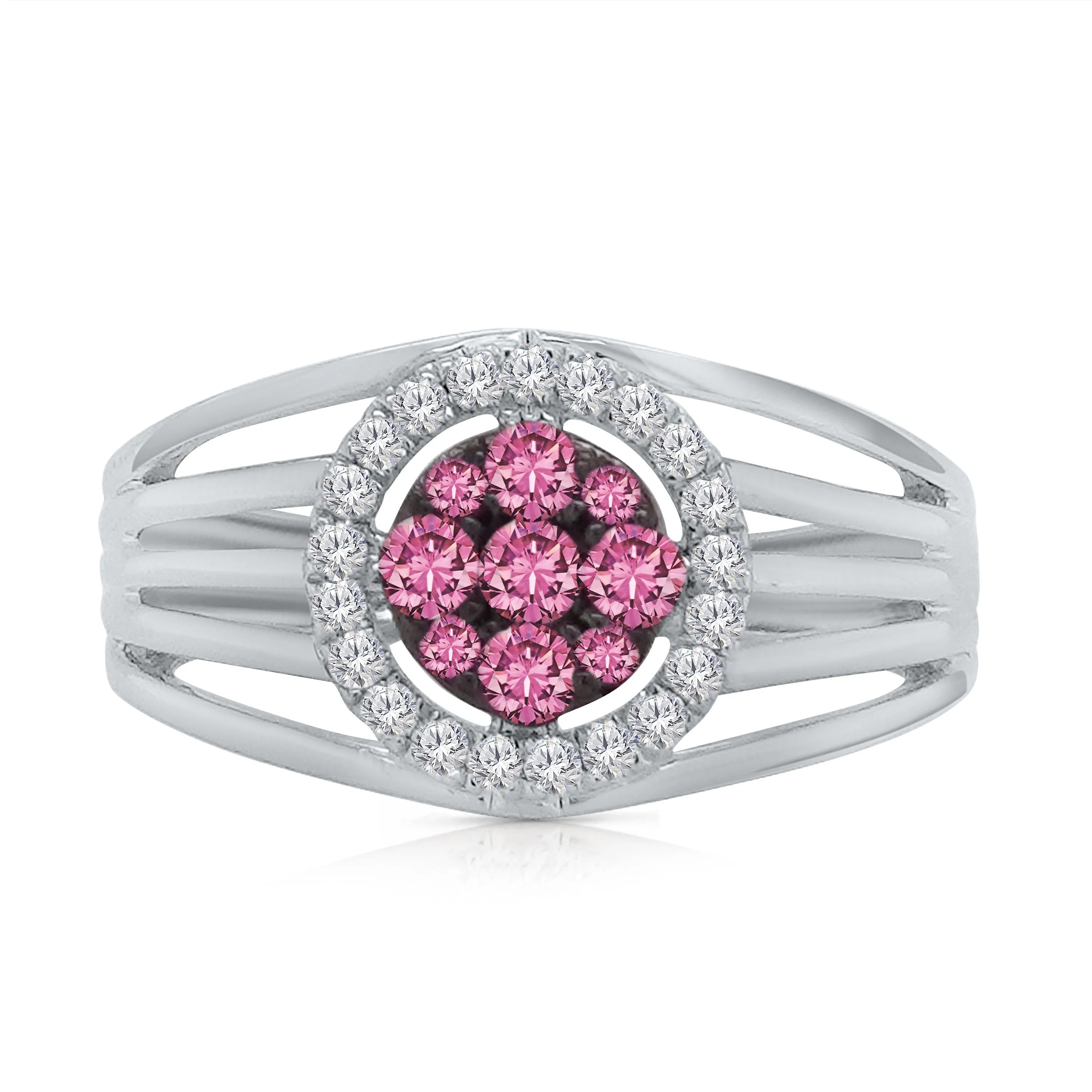 Kallati Heirloom Pink Sapphire & White Diamond Ring in 14K White Gold