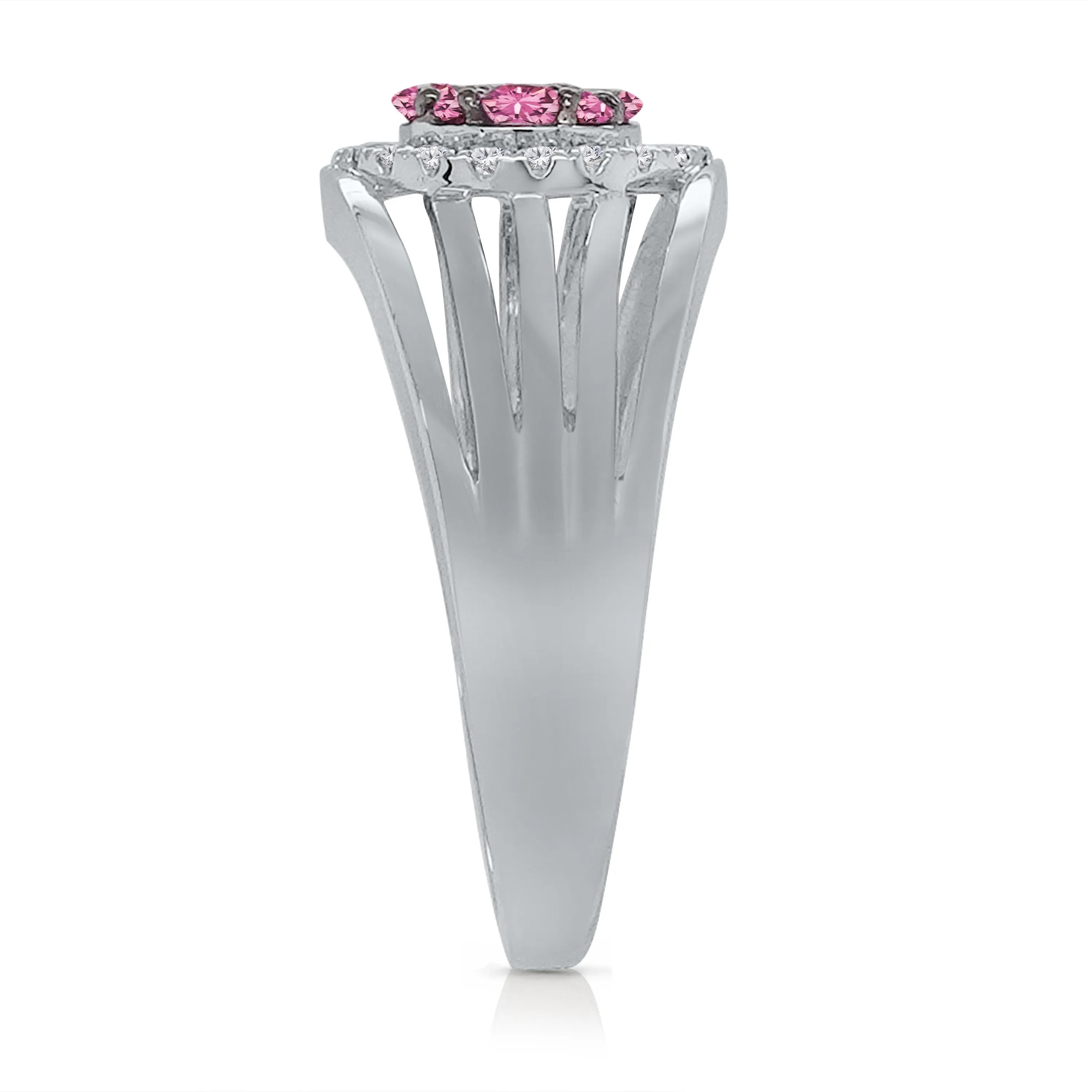 Kallati Heirloom Pink Sapphire & White Diamond Ring in 14K White Gold