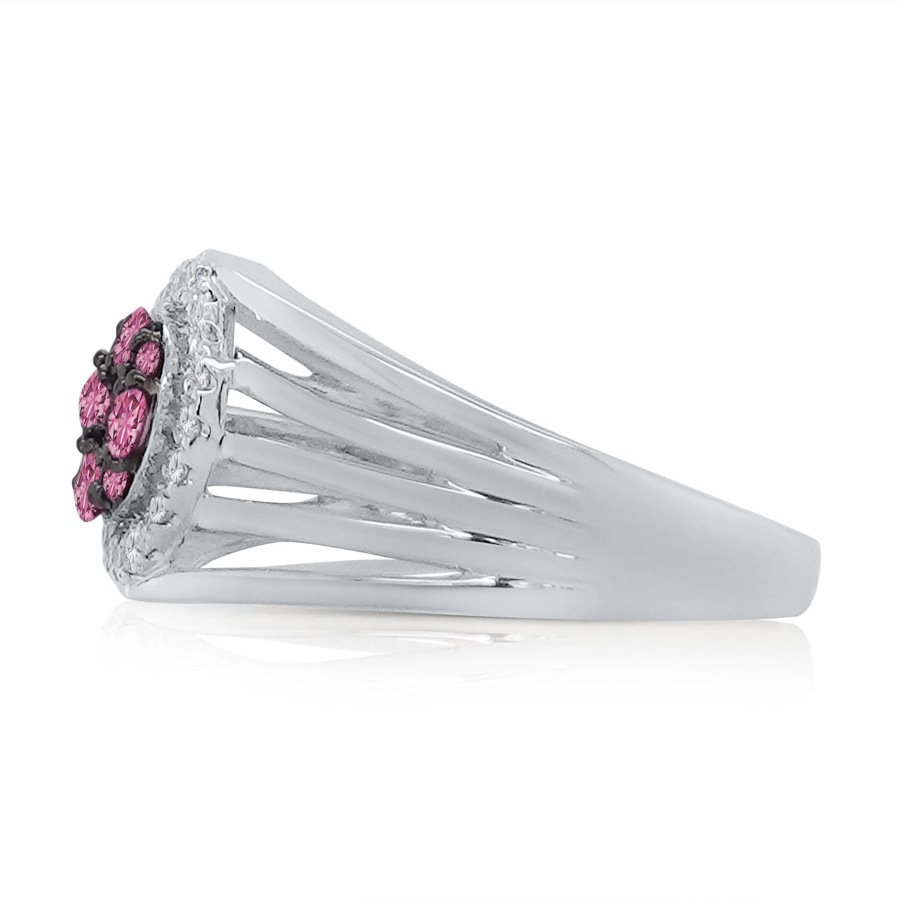 Kallati Heirloom Pink Sapphire & White Diamond Ring in 14K White Gold