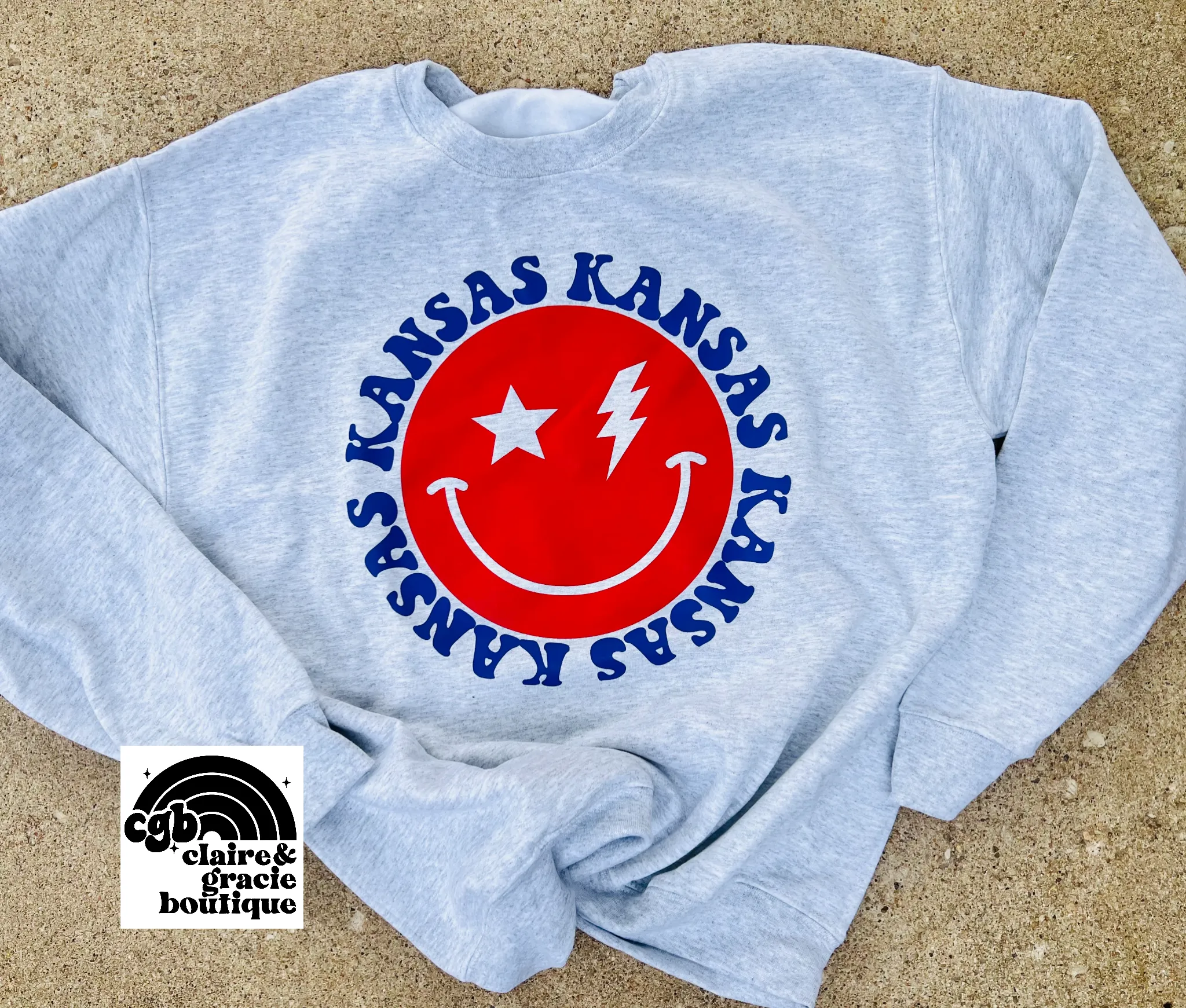 Kansas smiley sweatshirt | Youth Adult Sizes