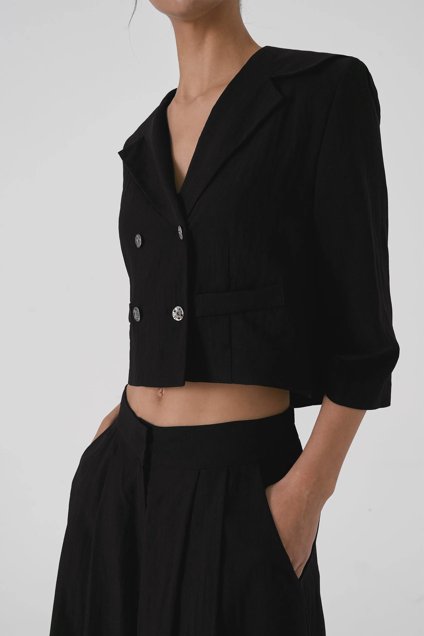 Karina Cropped Shirt, Black