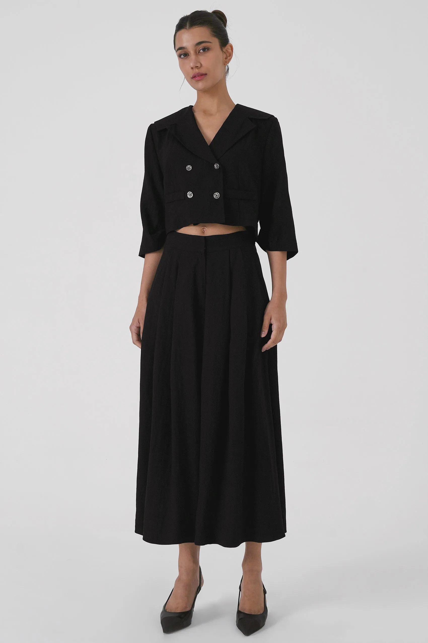 Karina Cropped Shirt, Black