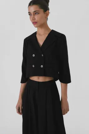 Karina Cropped Shirt, Black