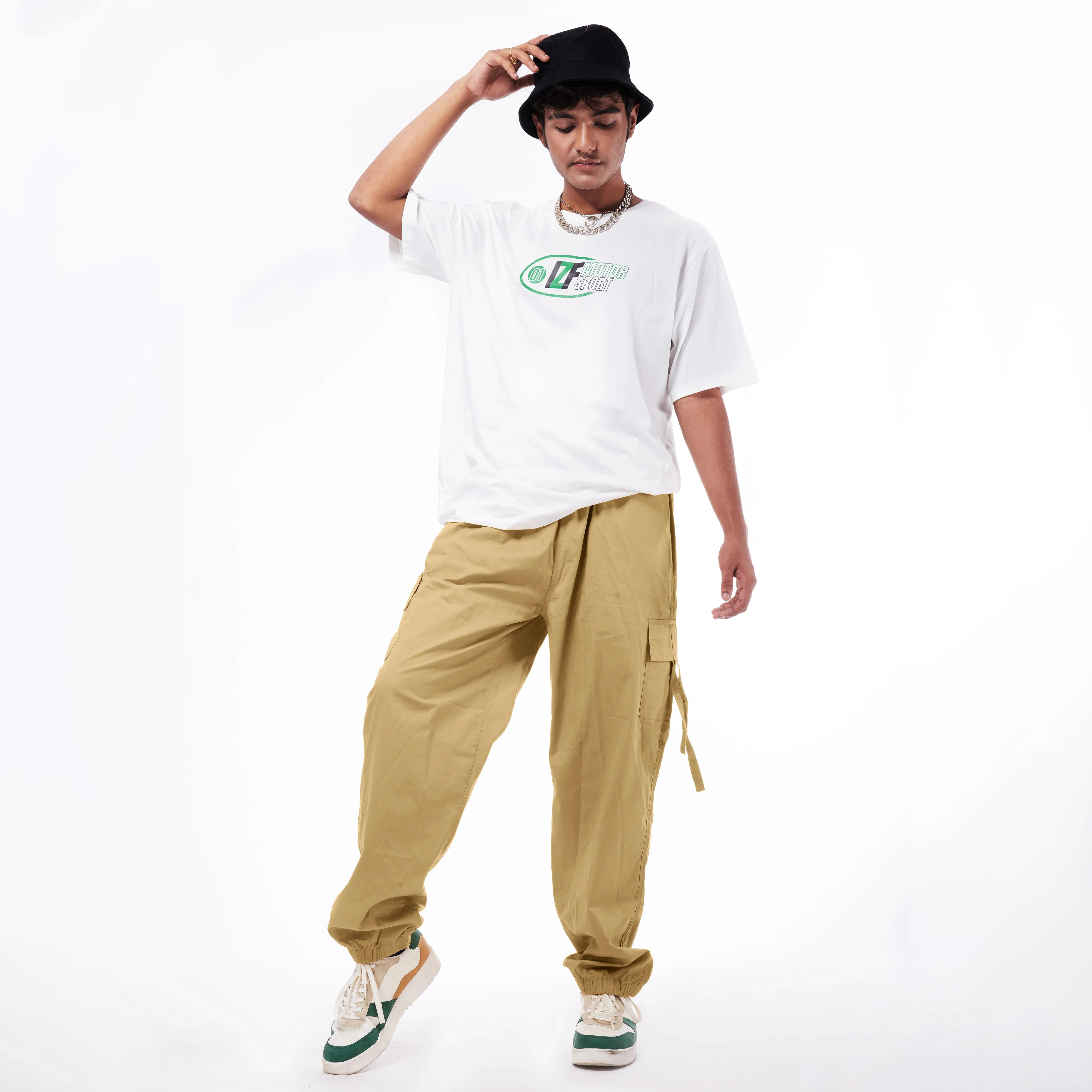 Khaki Cargo & Gunmetal Basic Parachute Pants Combo