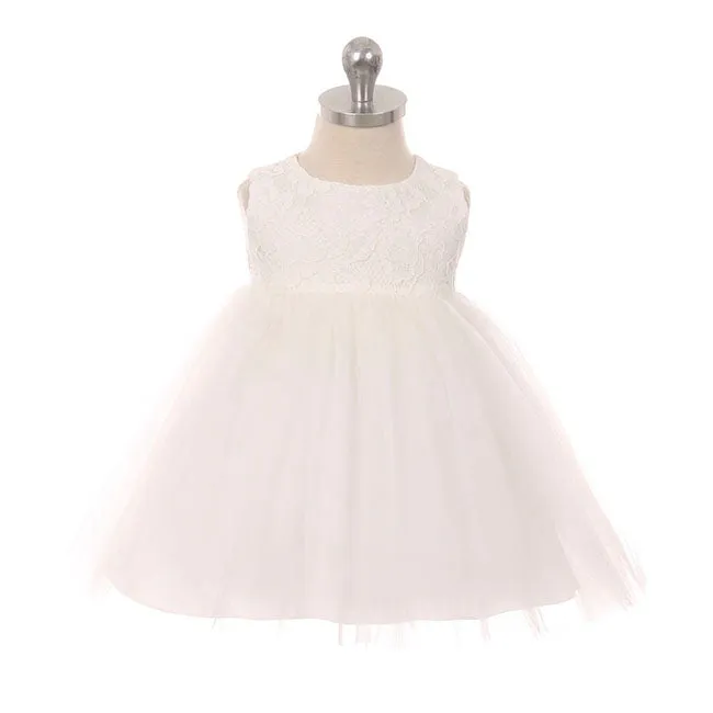 Kid's Dream Lace Illusion Baby Dress - Off White