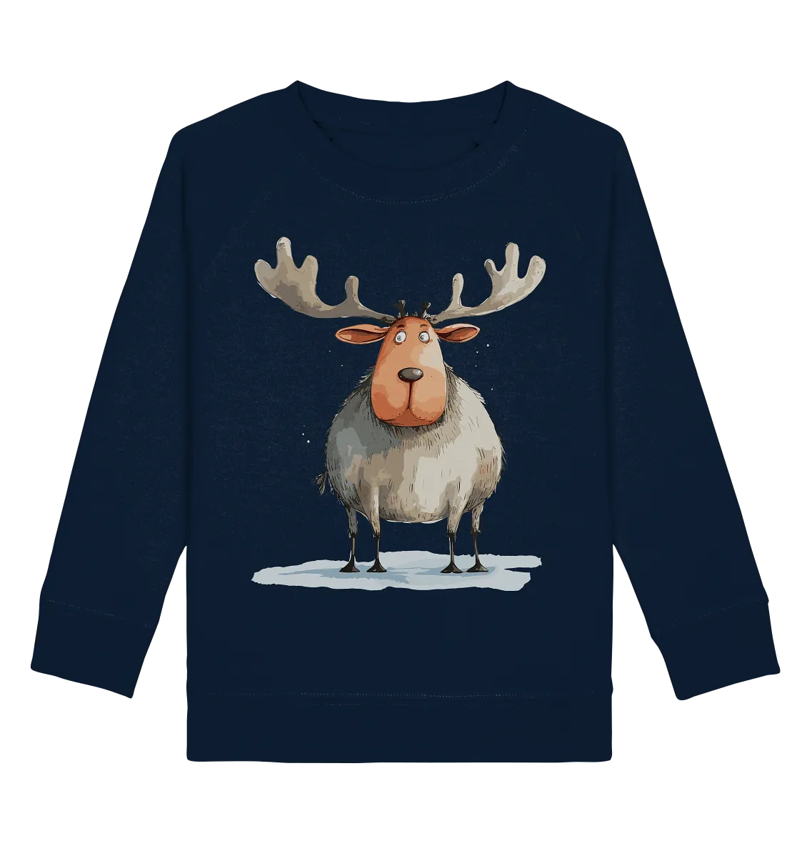 Kinder Bio-Langarmshirt mit Weihnachtsmotiv "Dicker Elch"