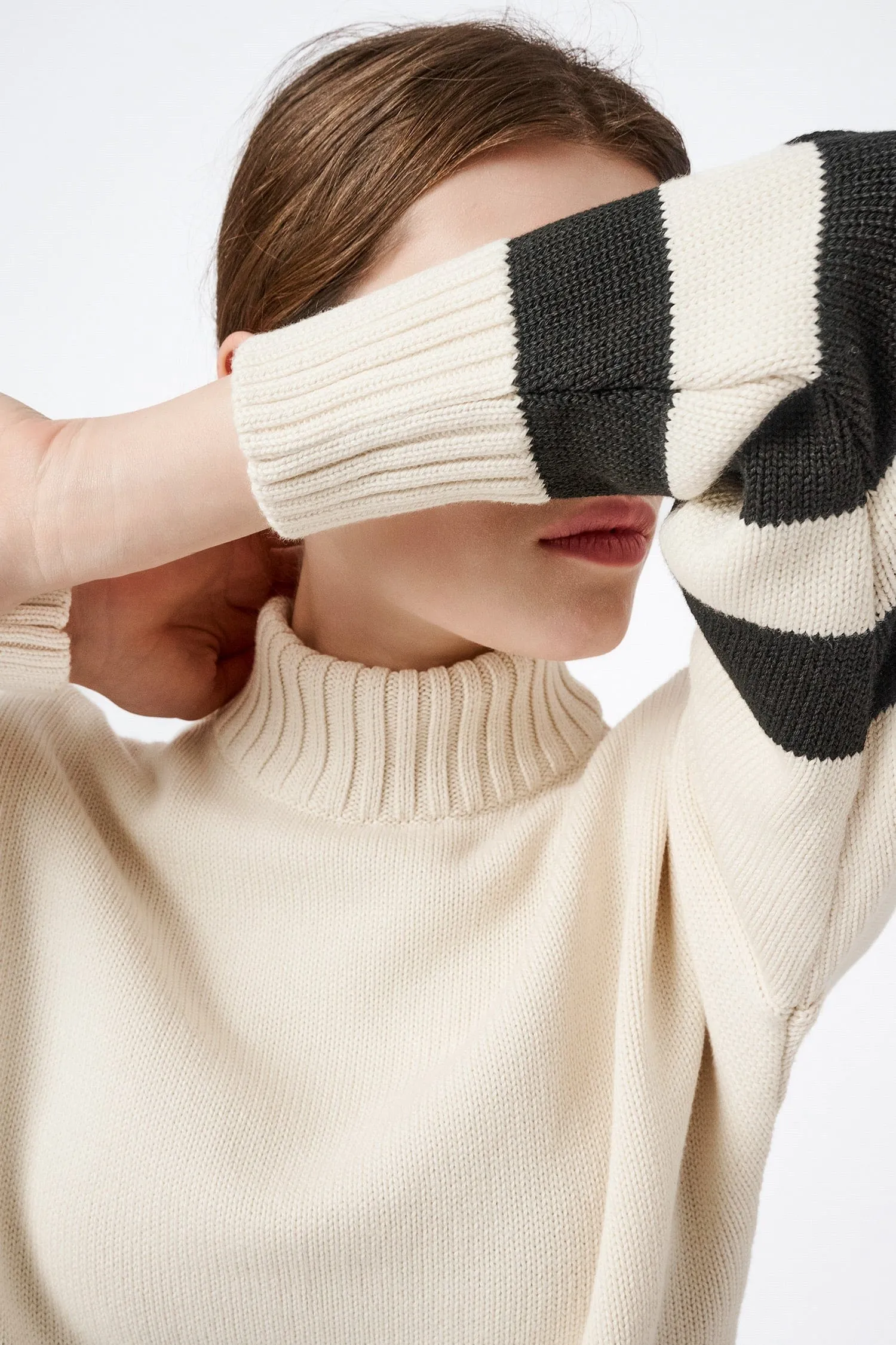 Knitted Organic Cotton Striped Rollneck Jumper | Multiple Colours